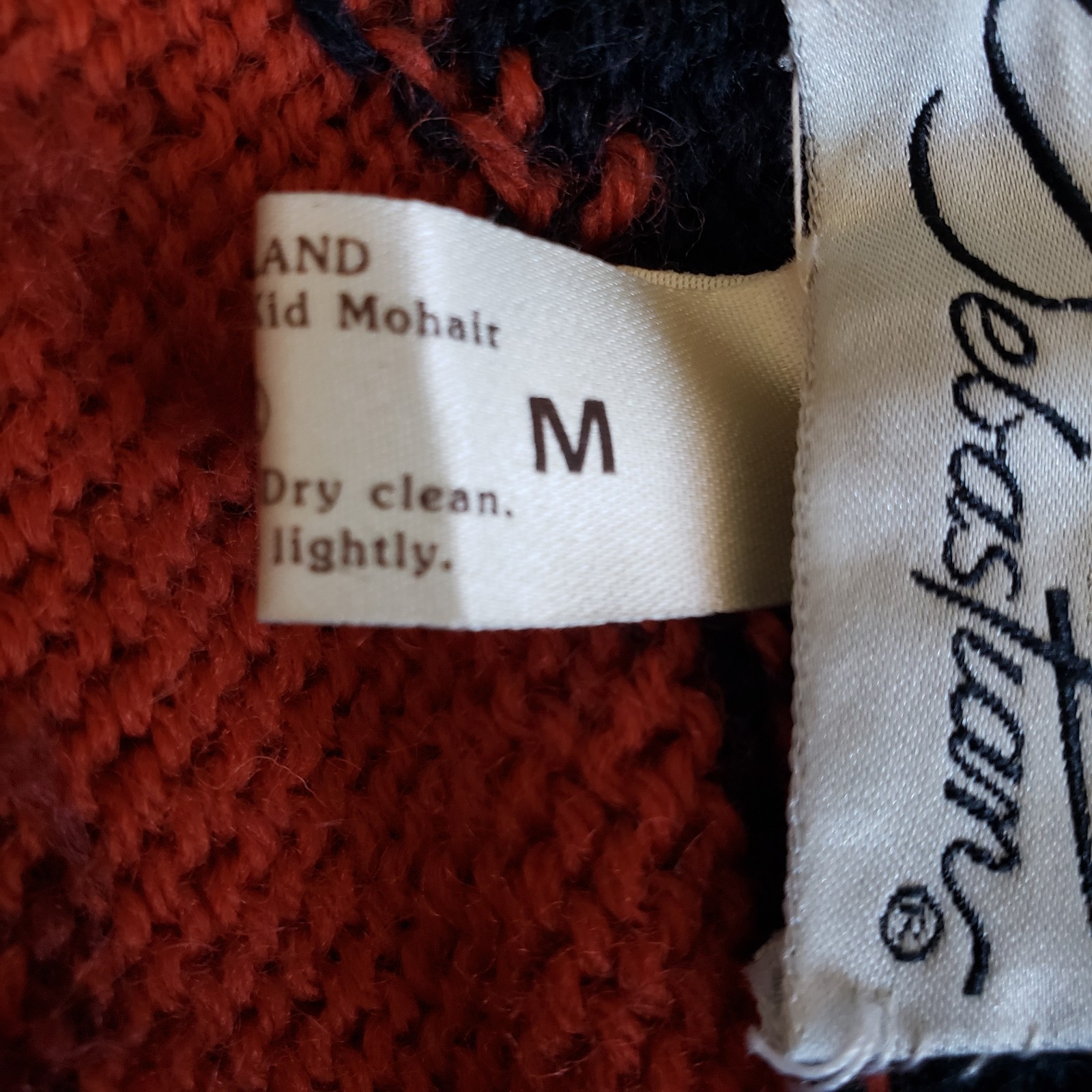 Vintage 80s Sweater M Wool & Mohair Black Bright Roses Stripes Made In England
