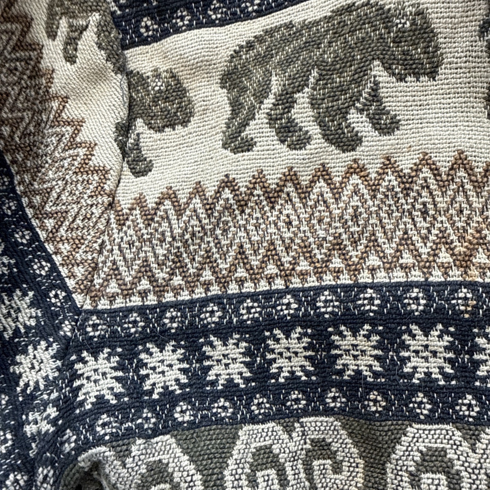VTG Women 2X Tapestry Jacket Bear Flashback Woven Cabin Gorp Granny Core Sweater