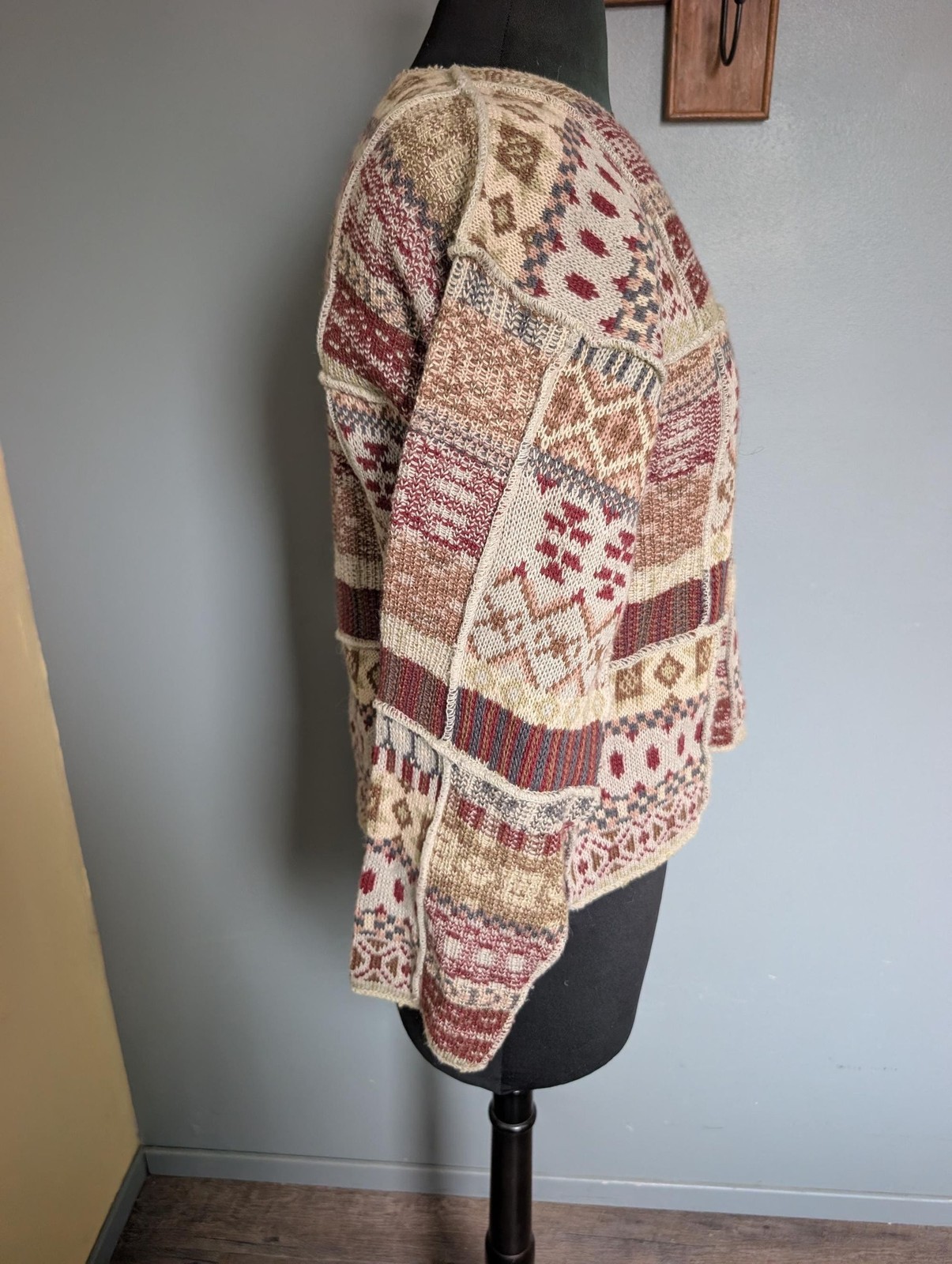 Vintage Patchwork Wool Blend Sweater