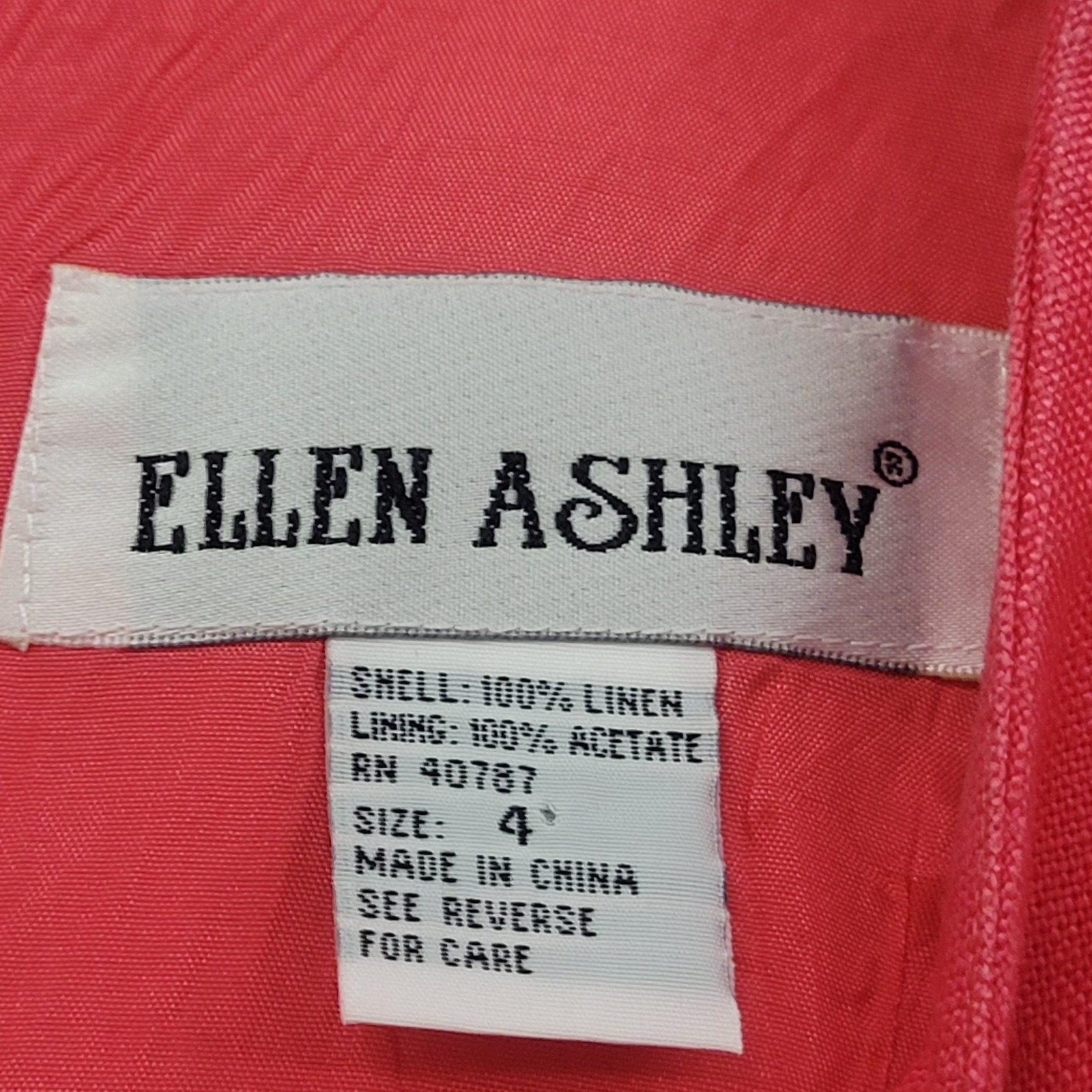 Vintage 90s Ellen Ashley Pink Linen Sheath Dress Pockets Lined Size 4