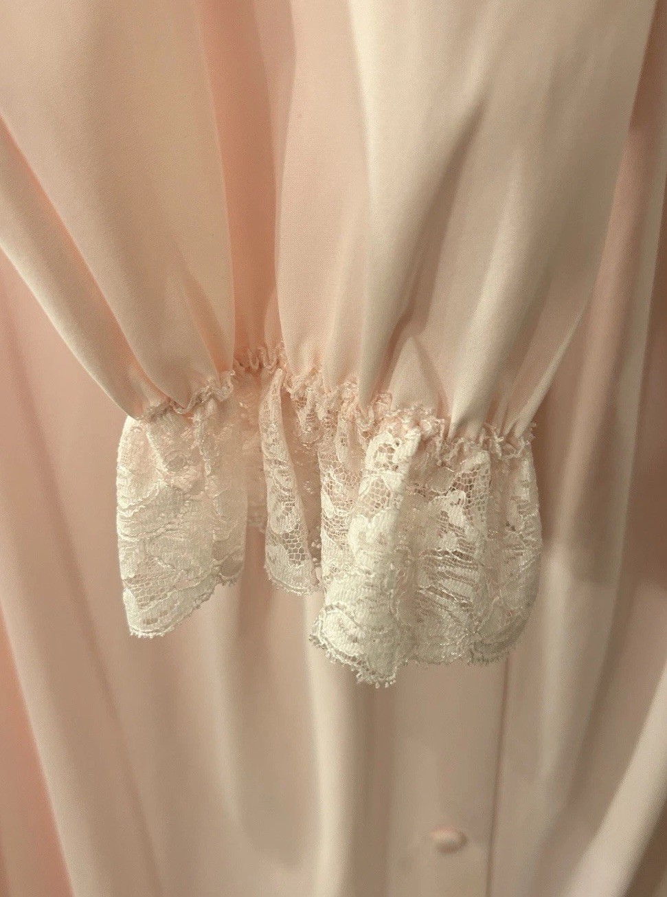 Vintage 2 Piece SHADOWLINE Pink Lace PEIGNOIR Robe (M) And Nightgown (L) Set