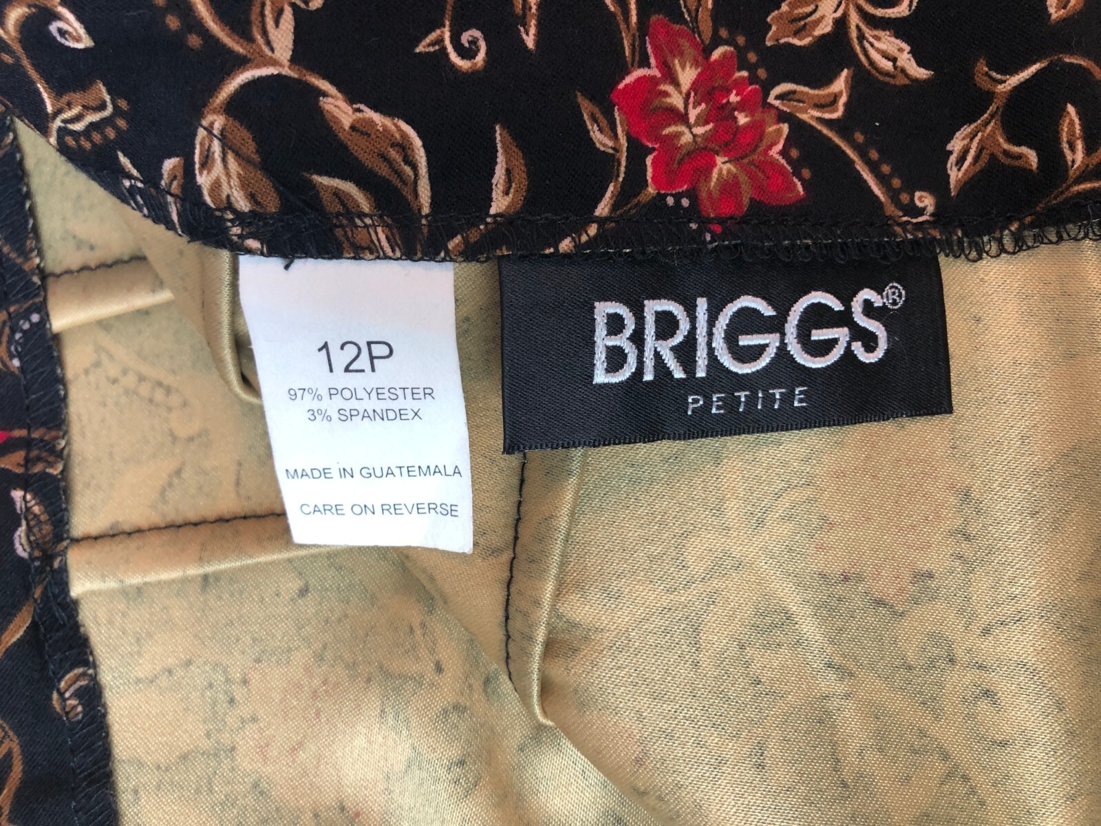 BRIGGS High Waisted Midi Skirt 12P NWT Black Floral Cottagecore Hippie 90s