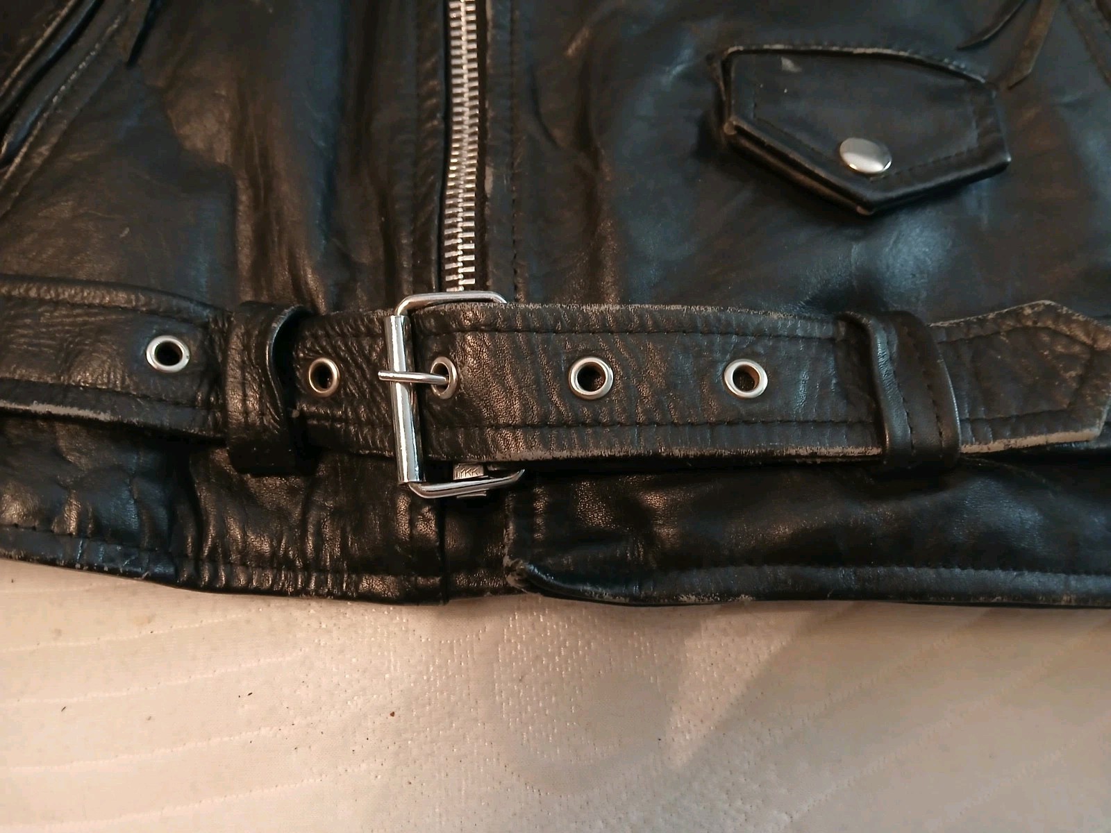 Vtg 1980s Black Leather Motorcycle Jacket* British Imports, Hollywood, Ca*Rare!