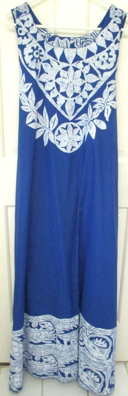 MCM 1970s AUSTRALIAN INDIGENOUS COTTON BLOCK PRINT DRESS ONE SIZE HAND DYED NOS