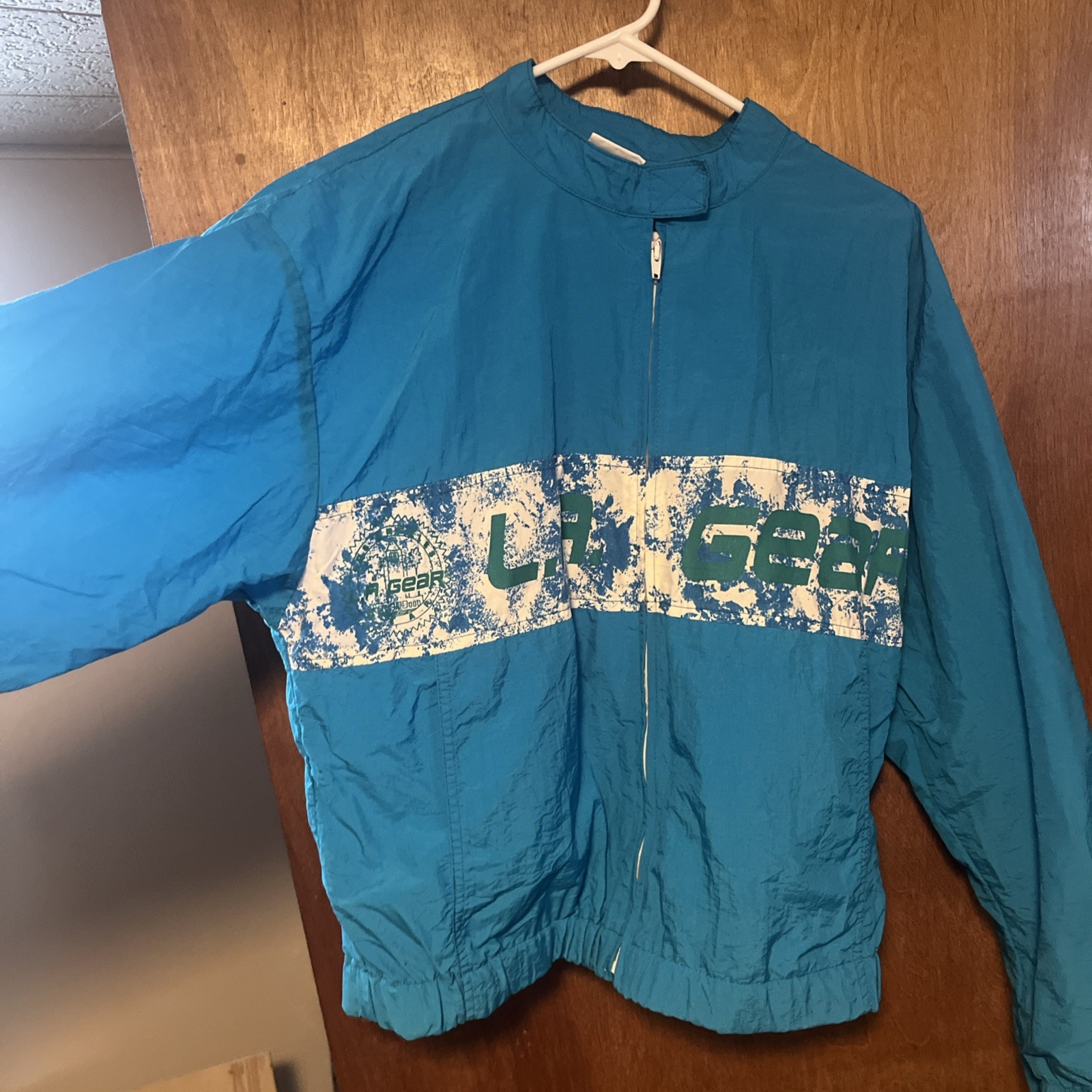 Vintage 1980s LA Gear Aqua Women’s Medium Colorblock Windbreaker Track Jacket