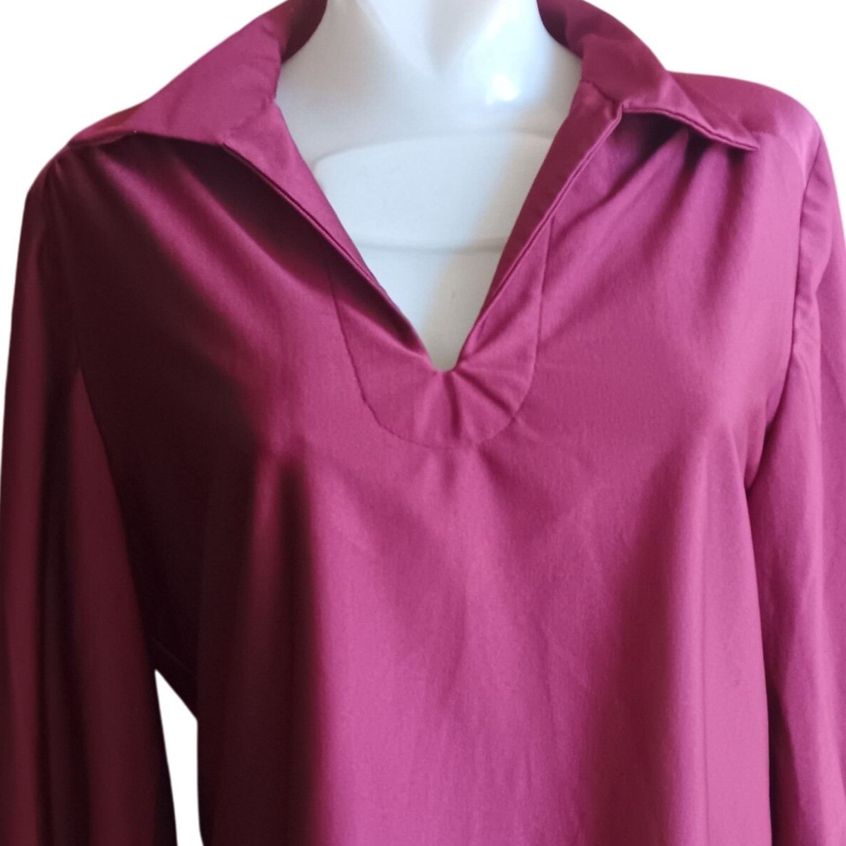 Stretch Polyester True Vintage Medium Top 1970s Handmade Red Big Collar USA