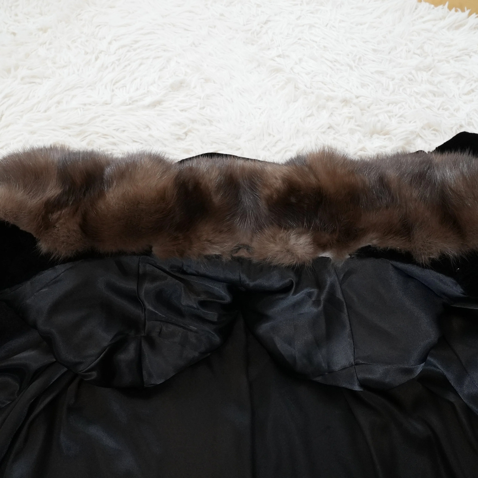 Shaved Mink and Russian Sable Trim Long Coat – Genuine Vintage Fur From Japan