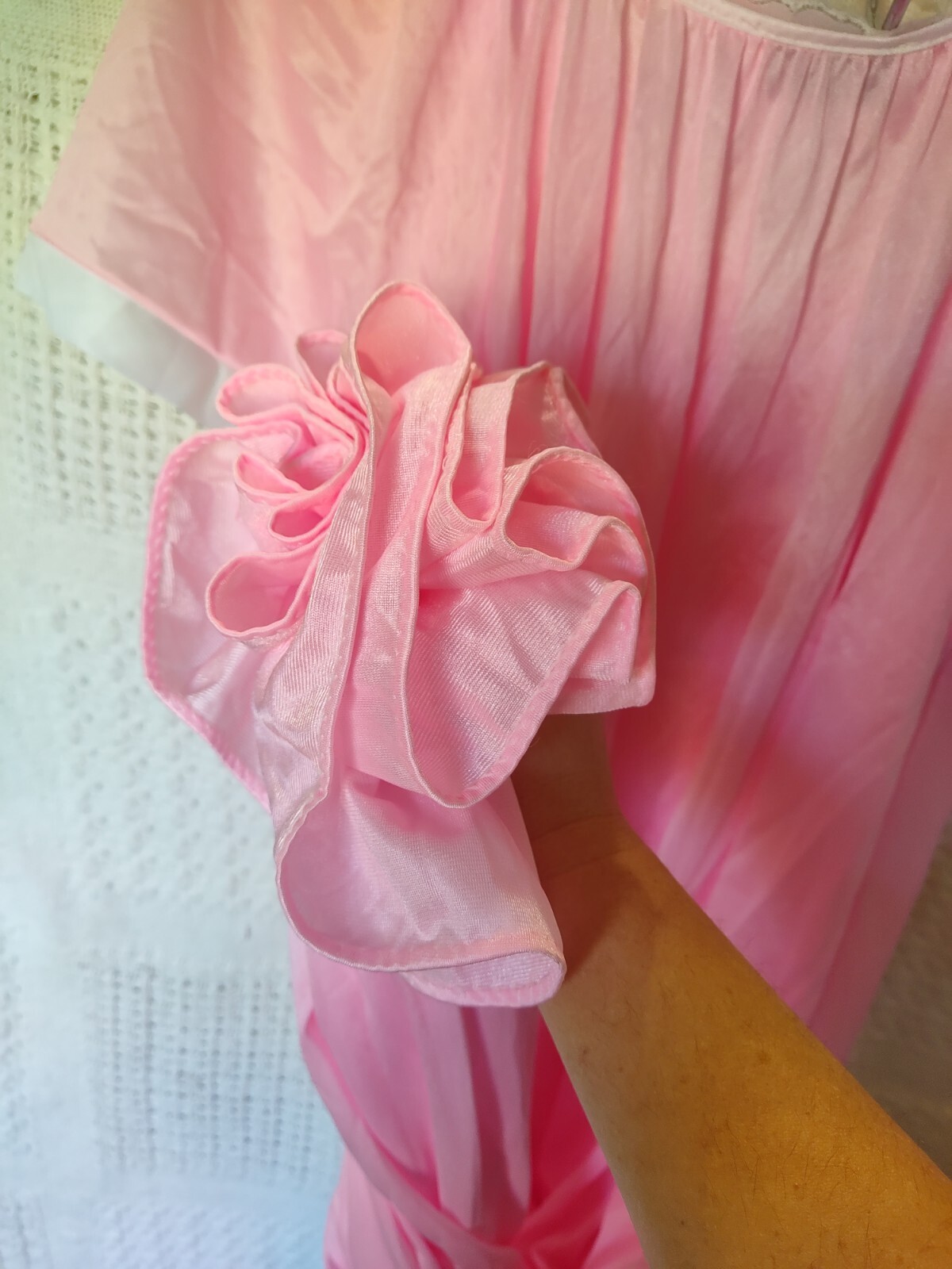 Secret Accents W/Tag Vintage Nightgown 1980’s Era Made In USA Nylon Pink Floral