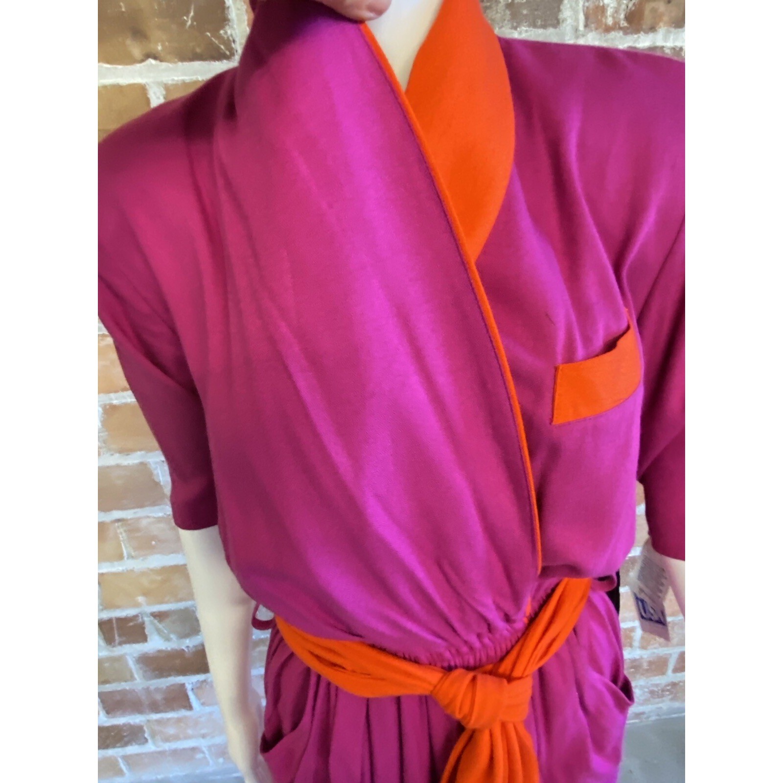 Vintage NWT KAREN KANE Designer Pocketed Wrap Dress Red Pink Size 6 RN59168