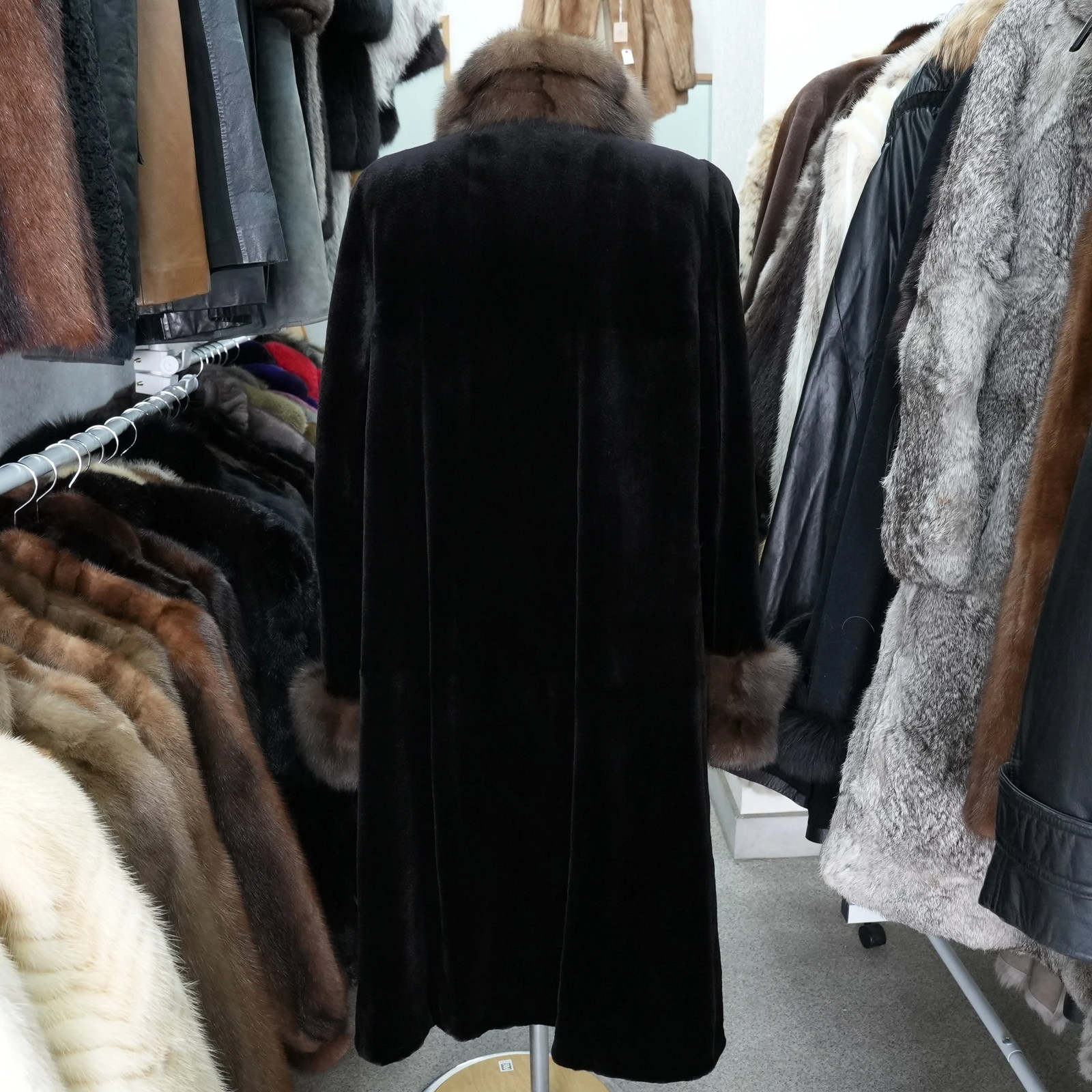 Shaved Mink and Russian Sable Trim Long Coat – Genuine Vintage Fur From Japan