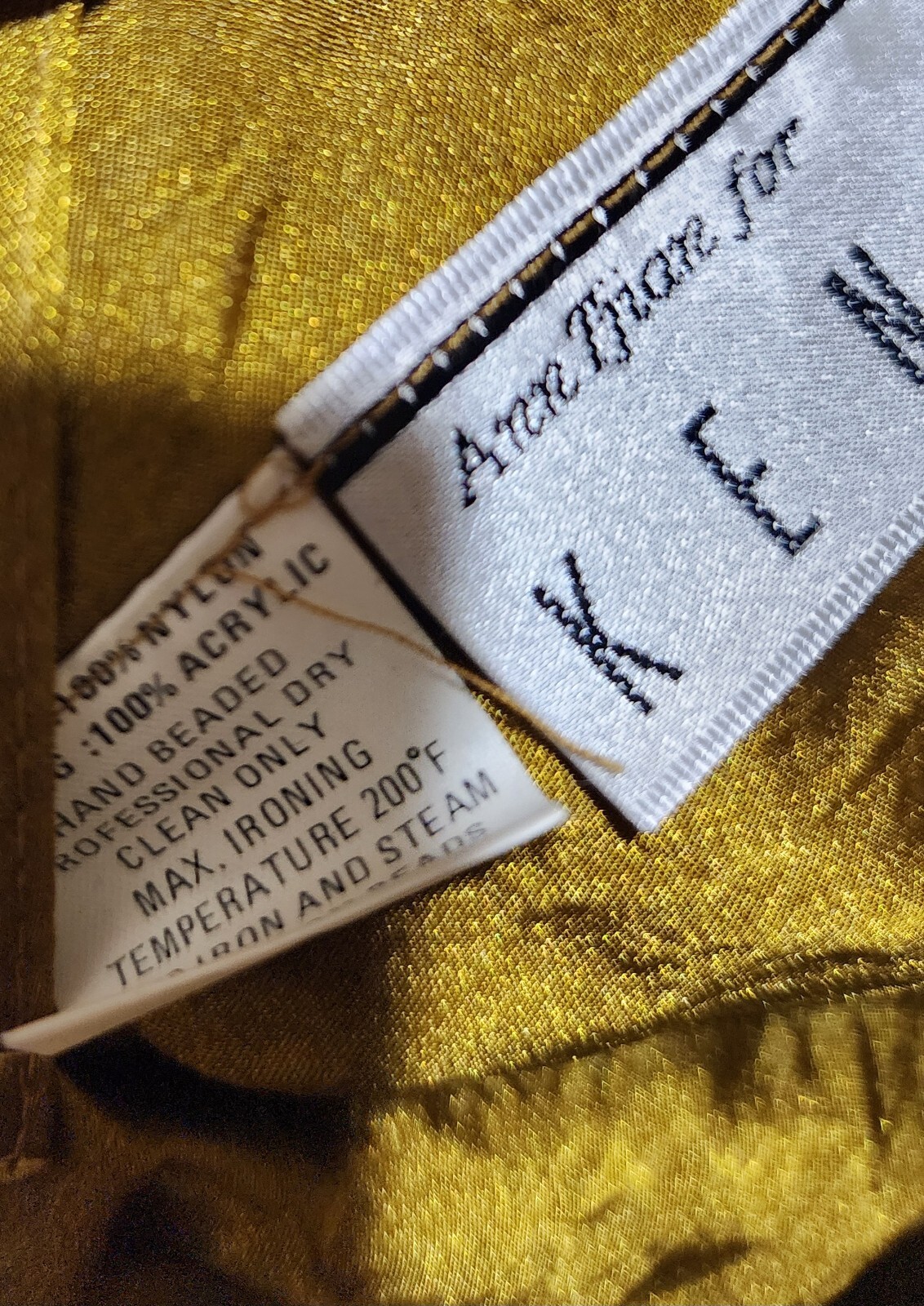 Vintage 1980s Ann Tjian Kenar Gold Fur Reversible Beaded Applique Coccoon Coat L