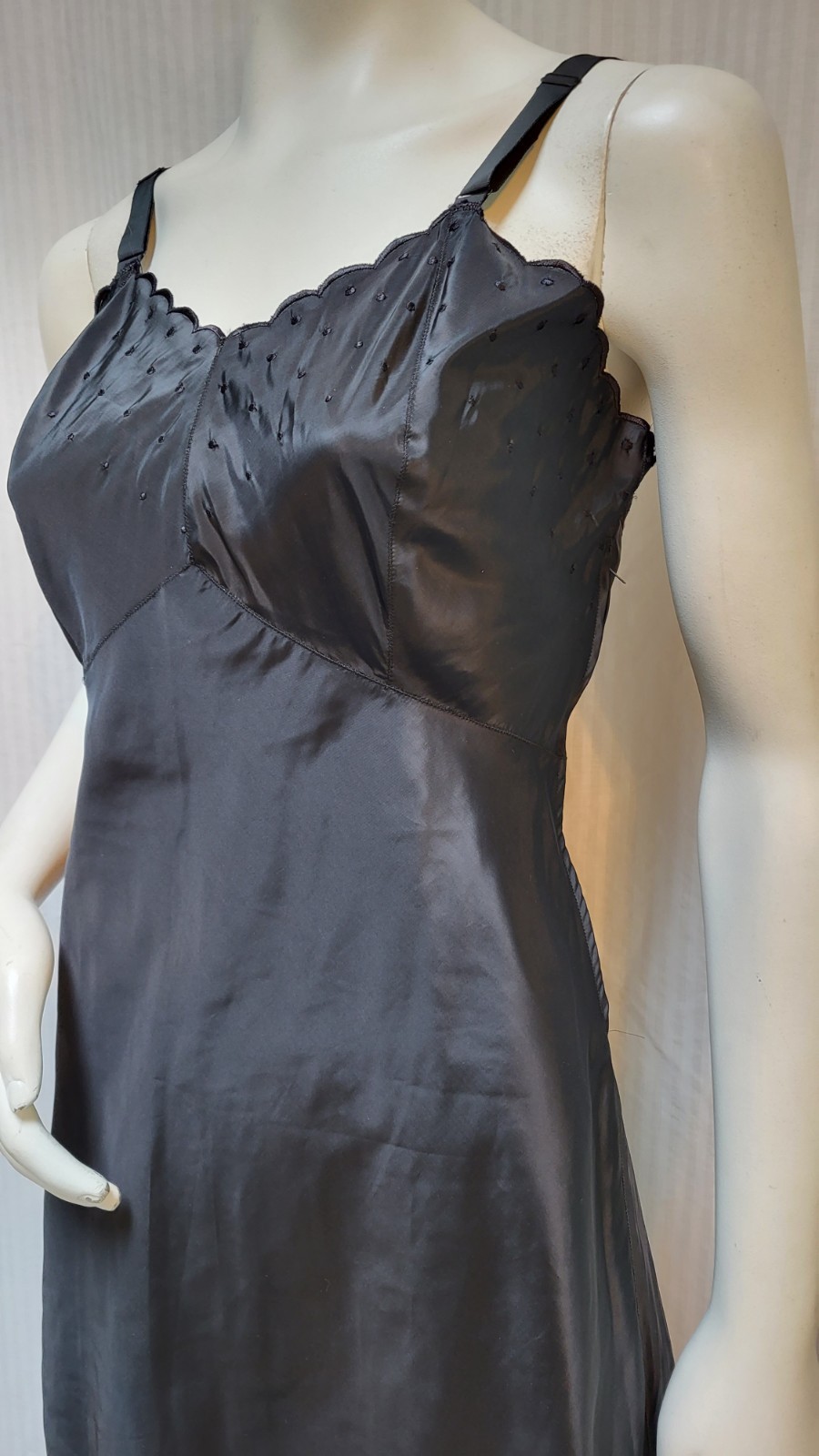 Vintage 40/50s BARBIZON Candie Tafredda Black Full Slip Lingerie – Size M – EUC