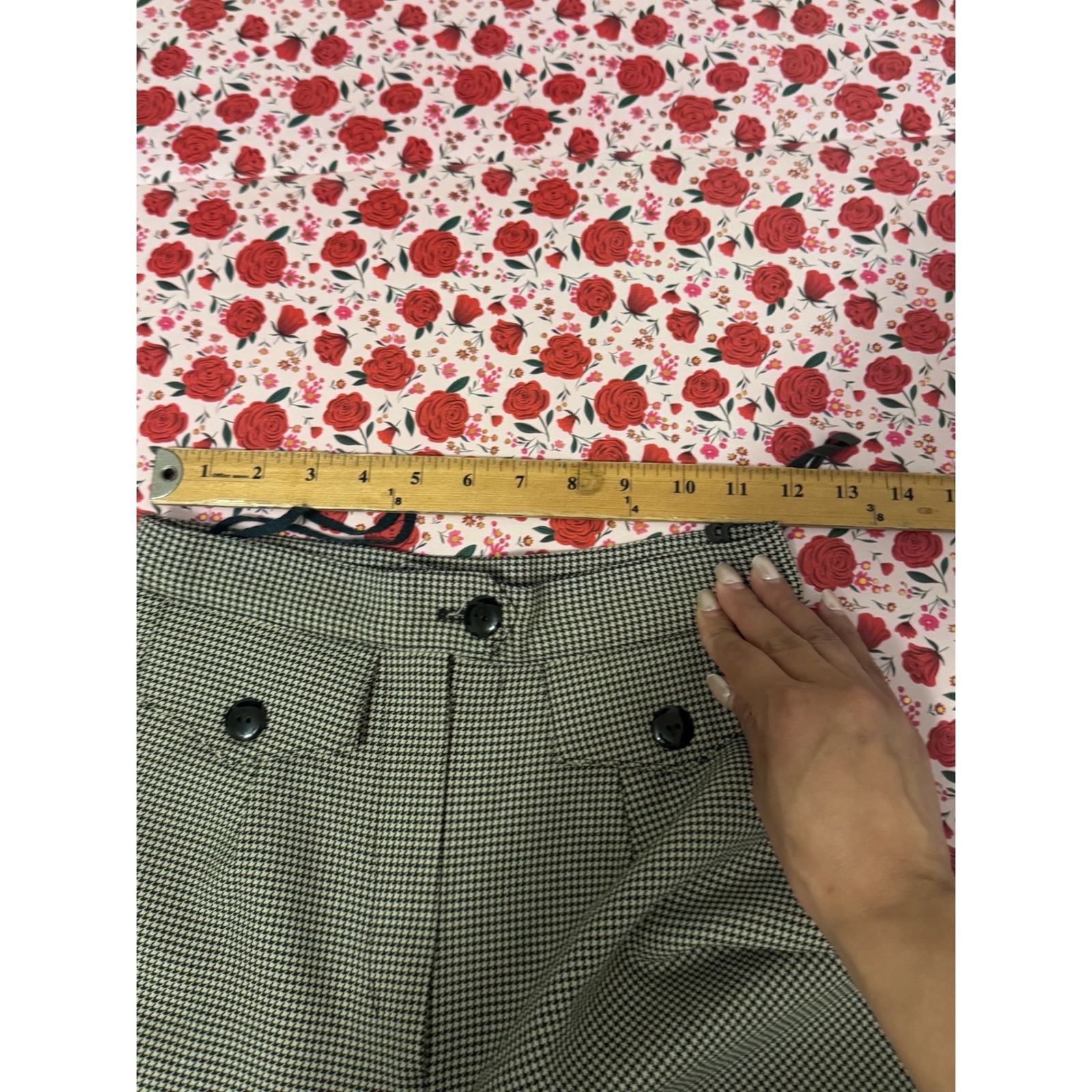 Vintage La Belle Houndstooth High Waisted Trousers Straight Leg Pants Size 3 d3
