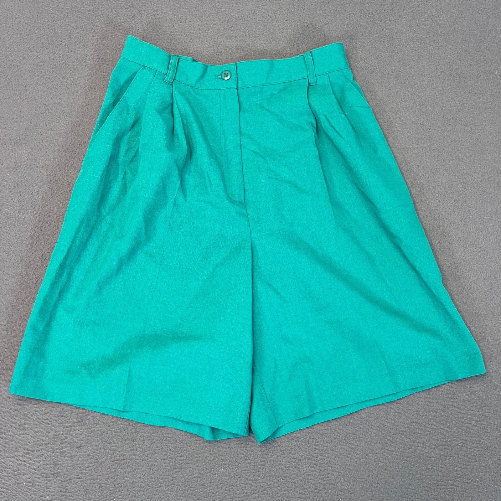 Sag Harbor Vintage High Waisted Pleated Shorts Teal Green 3763 Size 12P 26W 8″
