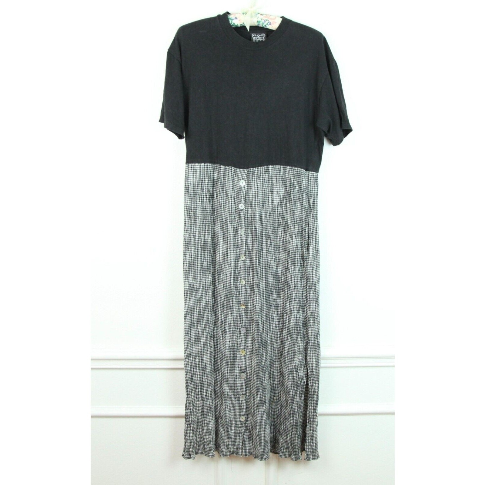 Vintage 90s Midi Dress Modest Gingham Cottagecore Grunge Medium Artsy Teacher