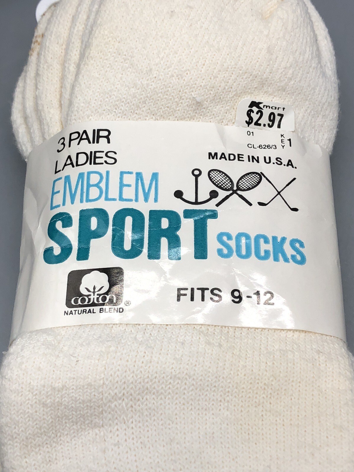 Vintage Ladies Emblem Brand (3 Pk) Tennis Ankle Socks NOS 9-12 READ