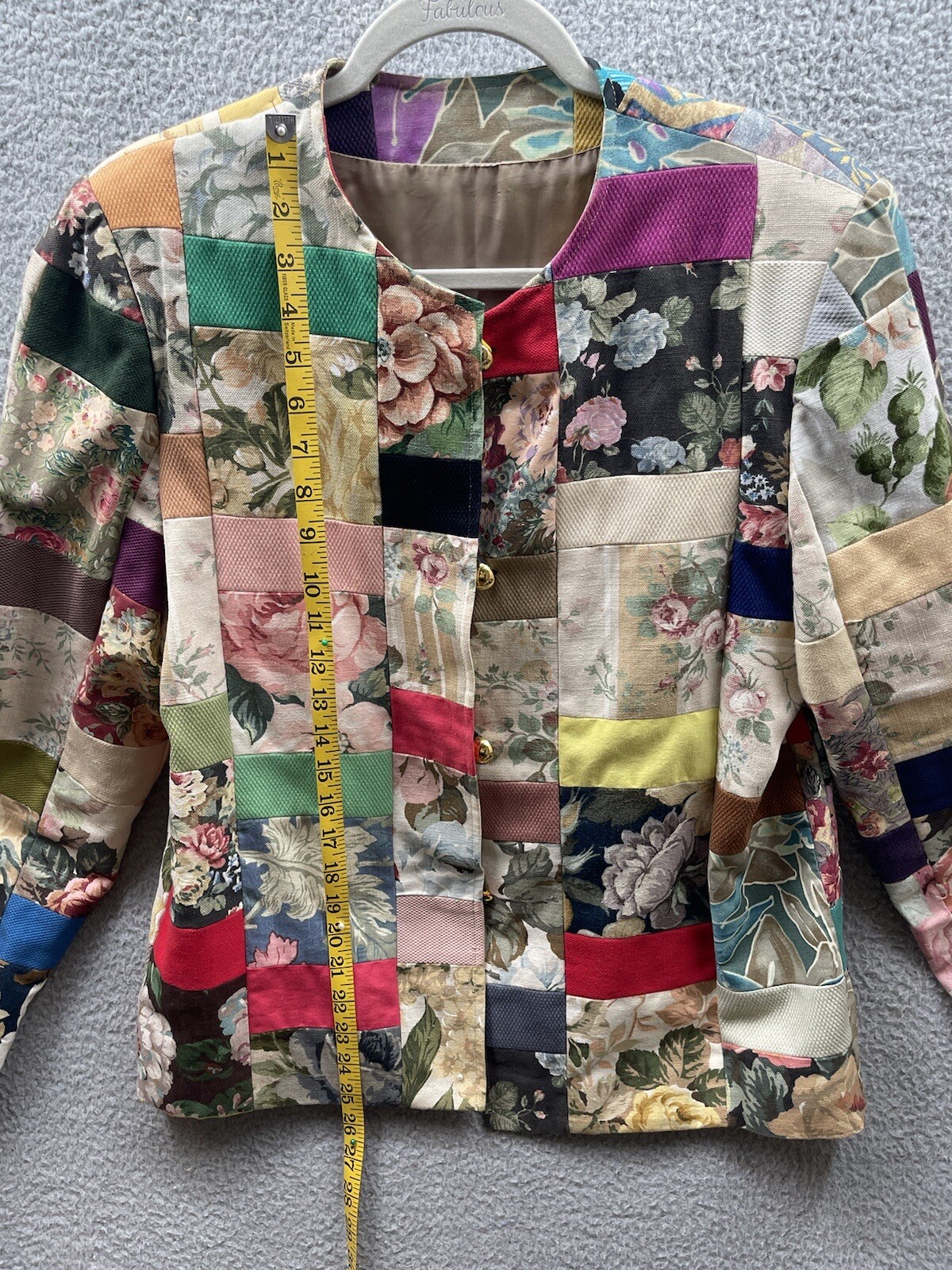 Woman’s Patches Tapestry Blazer Jacket Size 14 Petite Handmade VTG Lined Read: