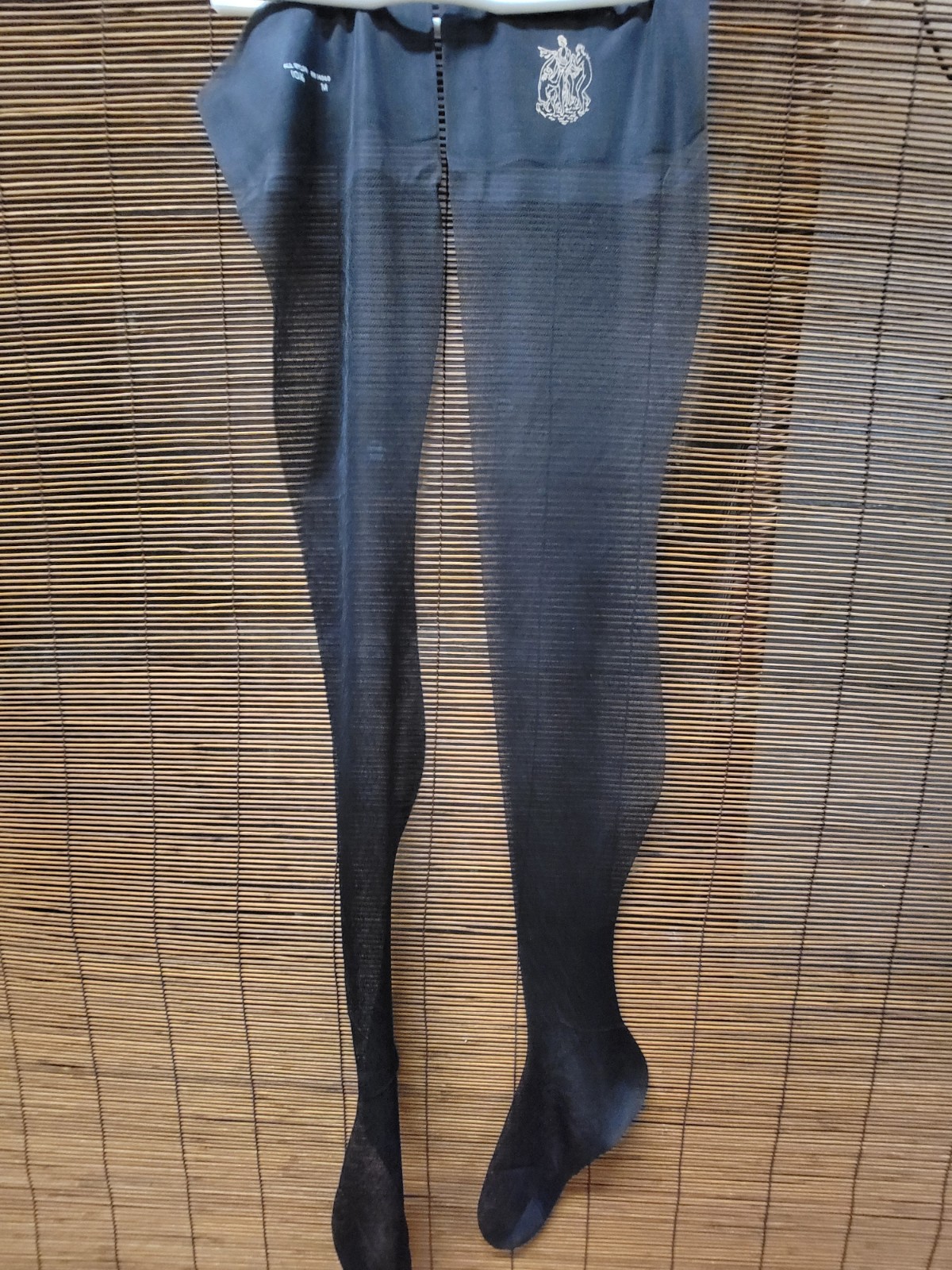 1PR Vtg NINA RICCI RT SHEER HEEL NYLON STOCKINGS SZ 10 1/2 LONG Black Lace