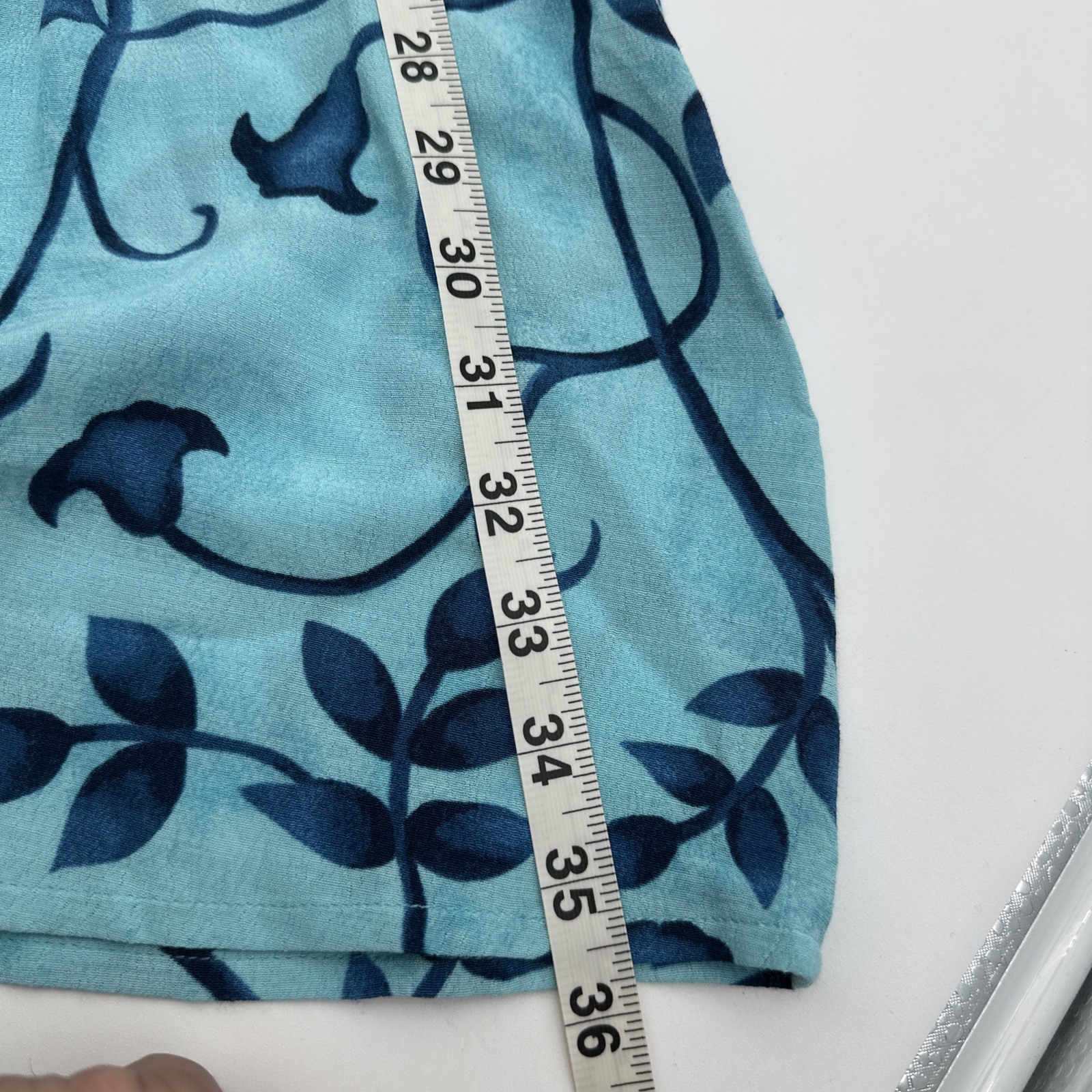 Vtg C.M Shapes Blue Floral Pattern Skirt And Button Down Sheer Top Size 14