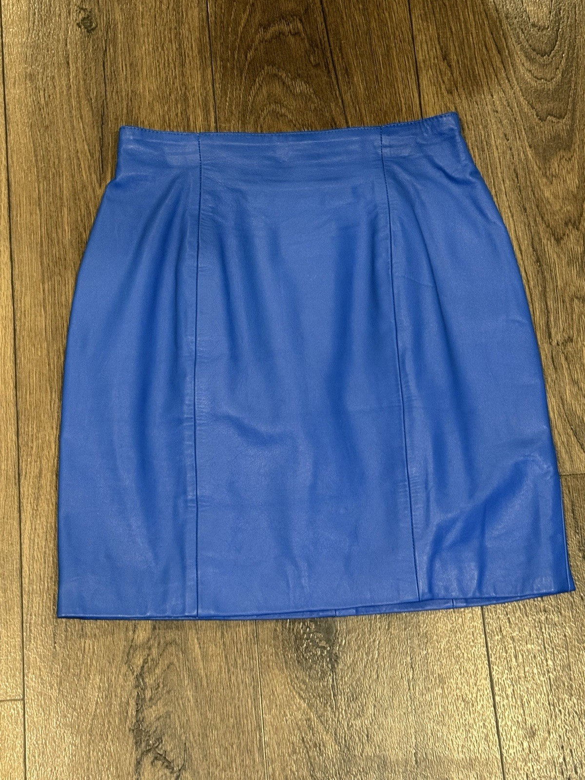 Vintage 80s CHIA Electric Blue Leather High-Waisted Mini Skirt Sz 10