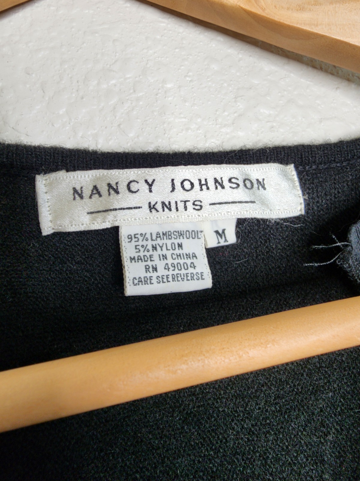 1980s Black Sweater Knit Pearl Embellished Vintage Dress By Nancy Johnson Size M