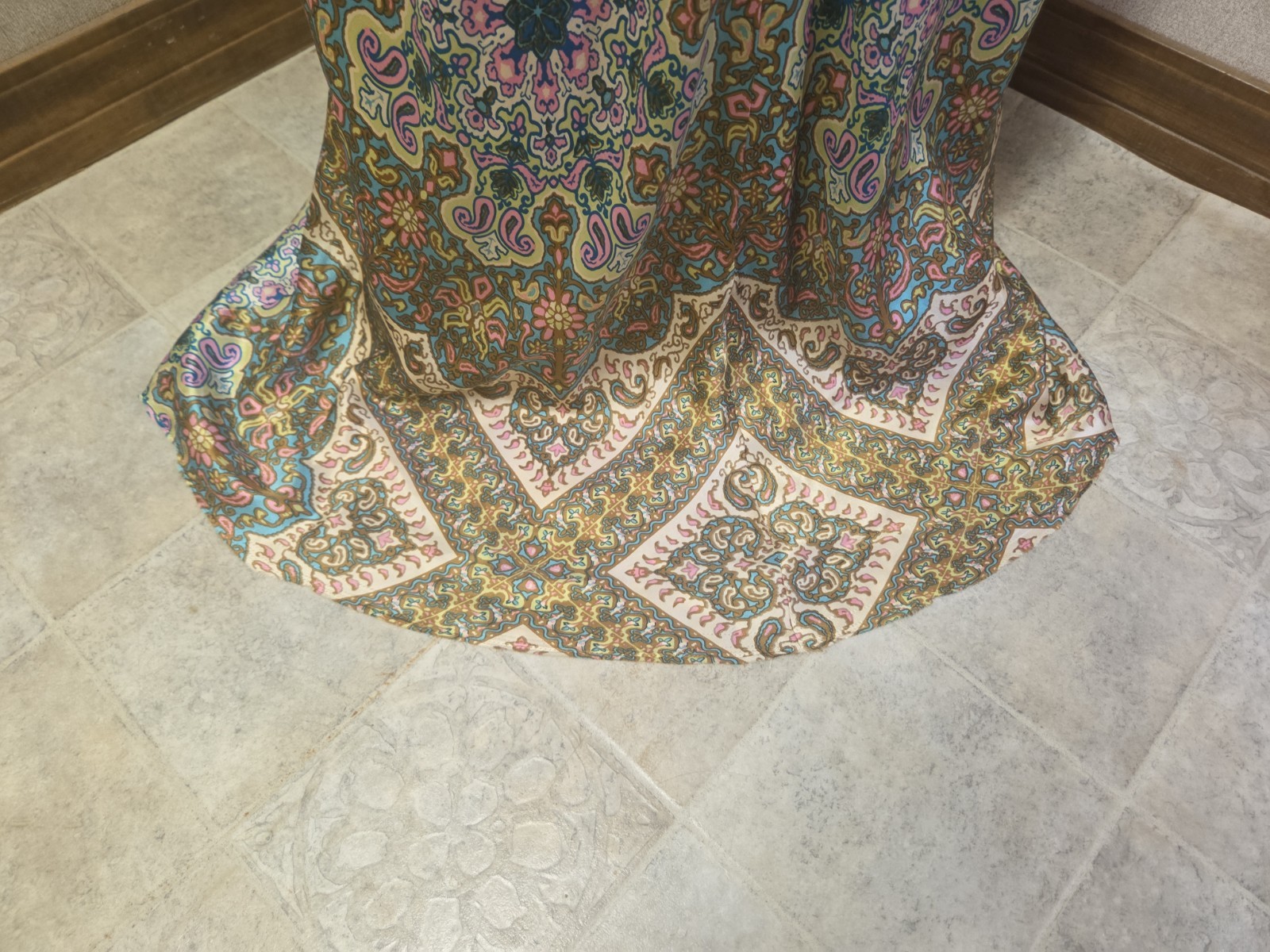 Vintage Y2k Paisley Nicole Miller Collection 100% Silk Backless fairy Gown SZ 10