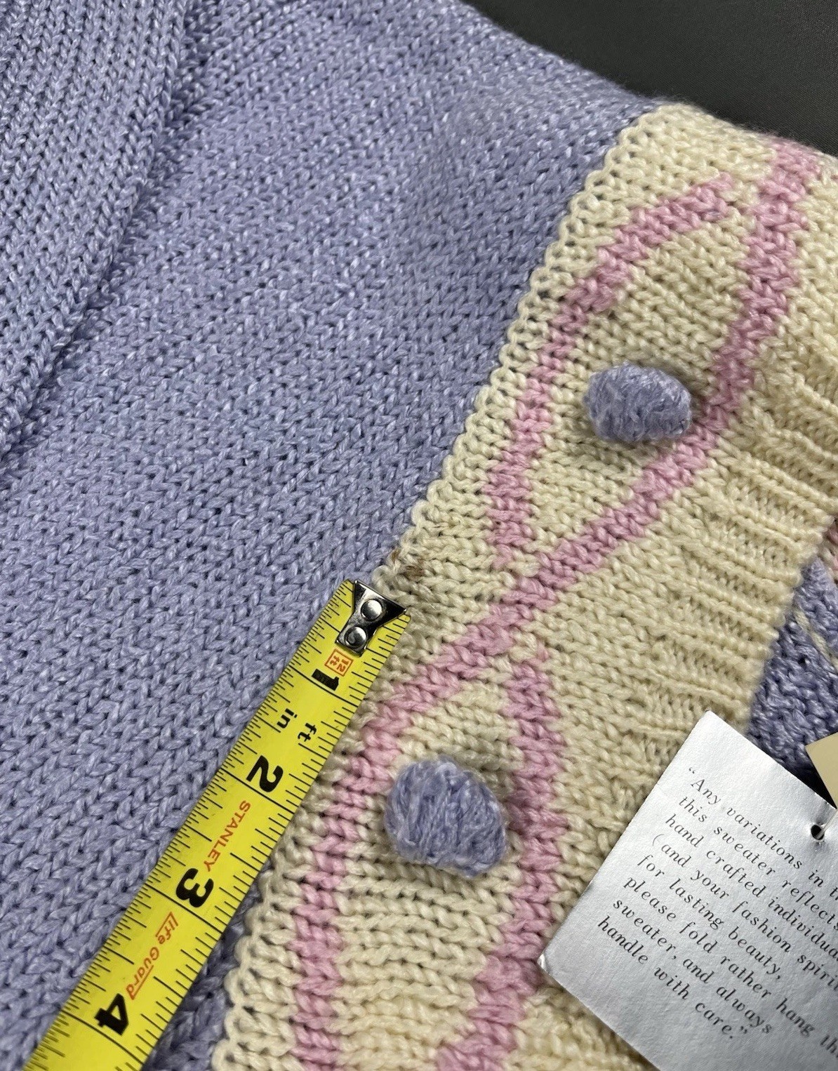 Vintage 80s Chaus Sport Woman Sweater Women’s 2X Pastel Hand Knit Wool Blend