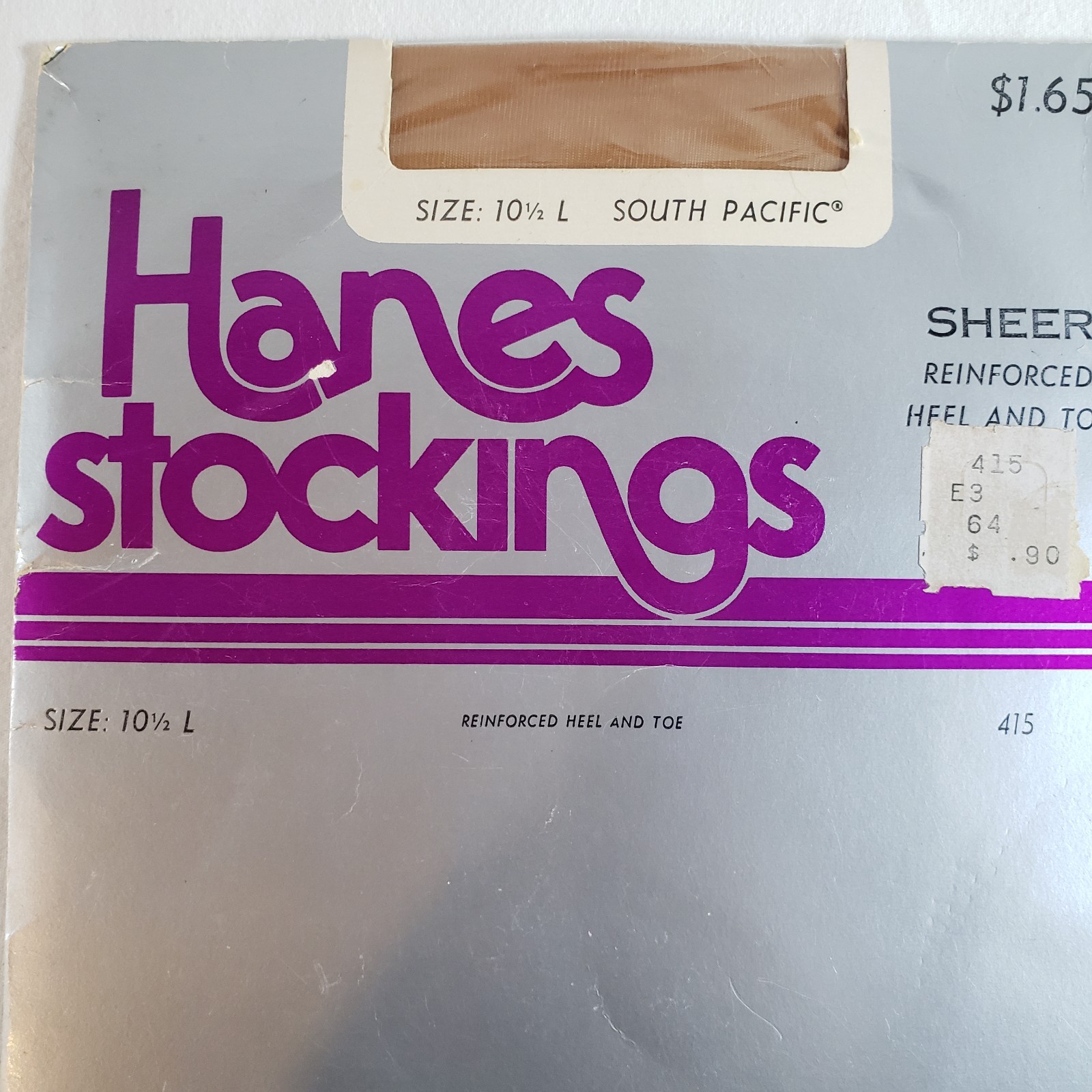 Hanes 415L 10-1/2L 10.5L 1 Pair Stocking South Pacific Reinforced Sheer VTG NOS