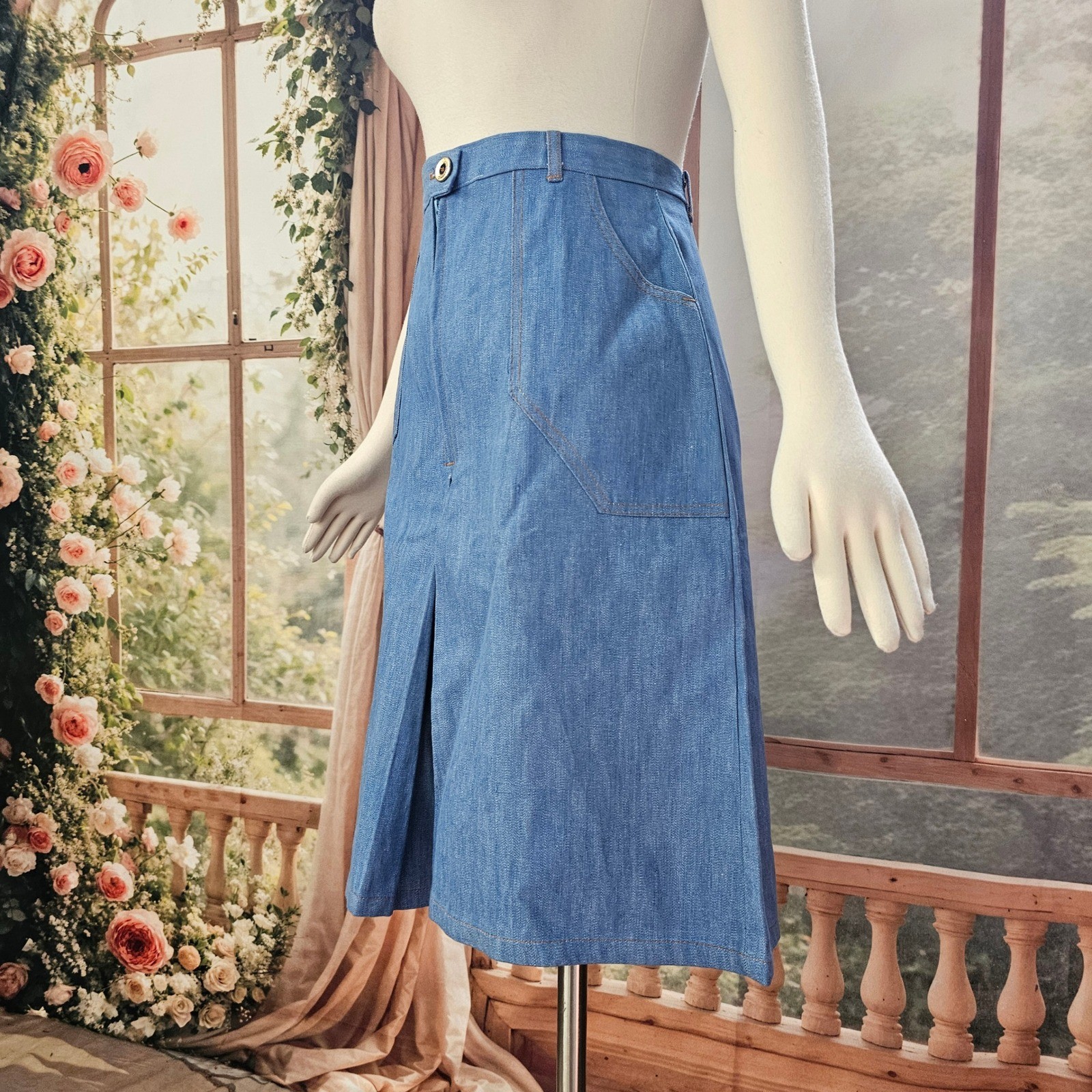 Vintage 1970s Sears The Fashion Place Denim Culottes High Waist Gaucho Pants