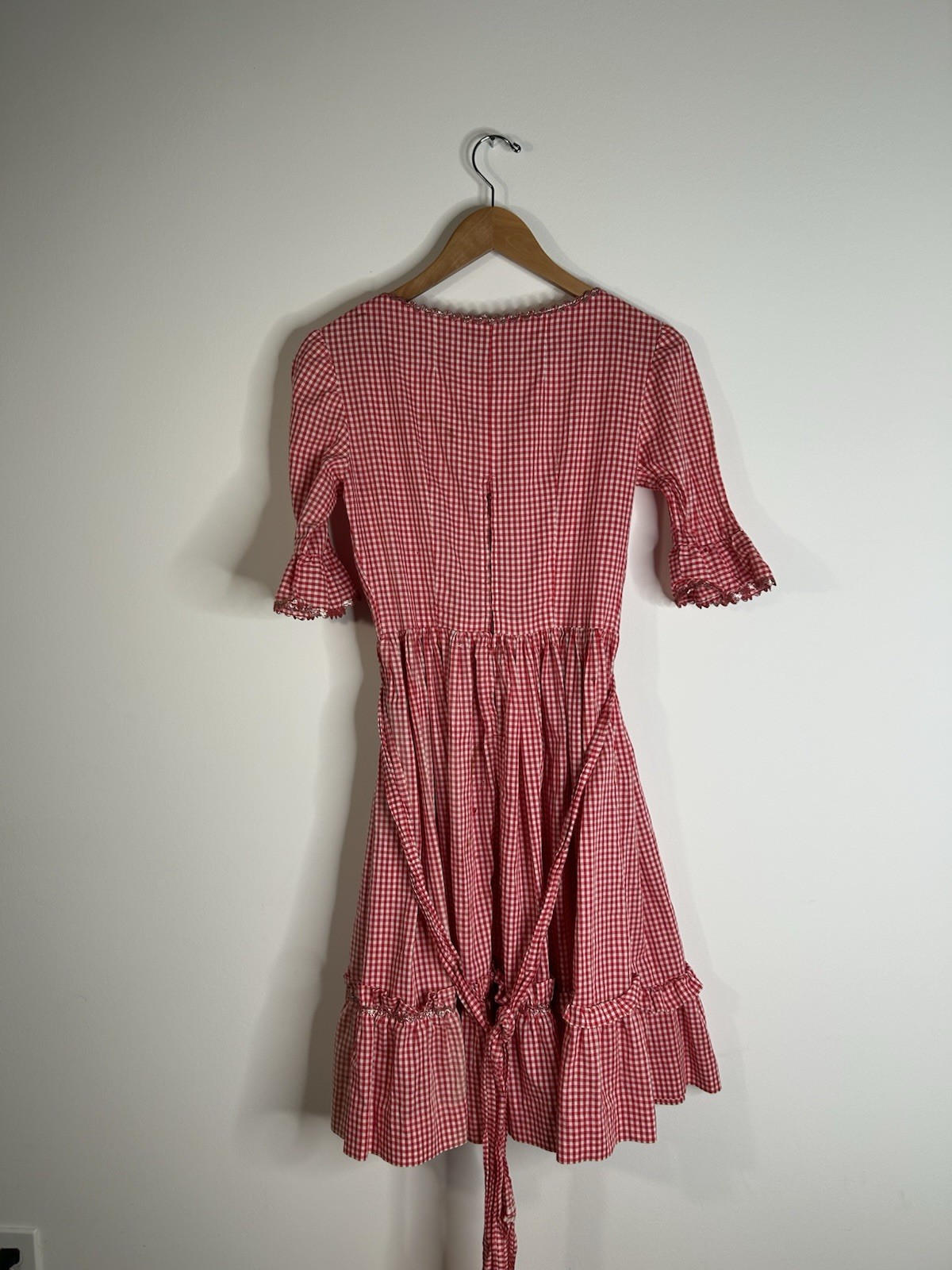 Vintage 1970’s Dress Women’s Red Gingham Western Cowgirl Prarie