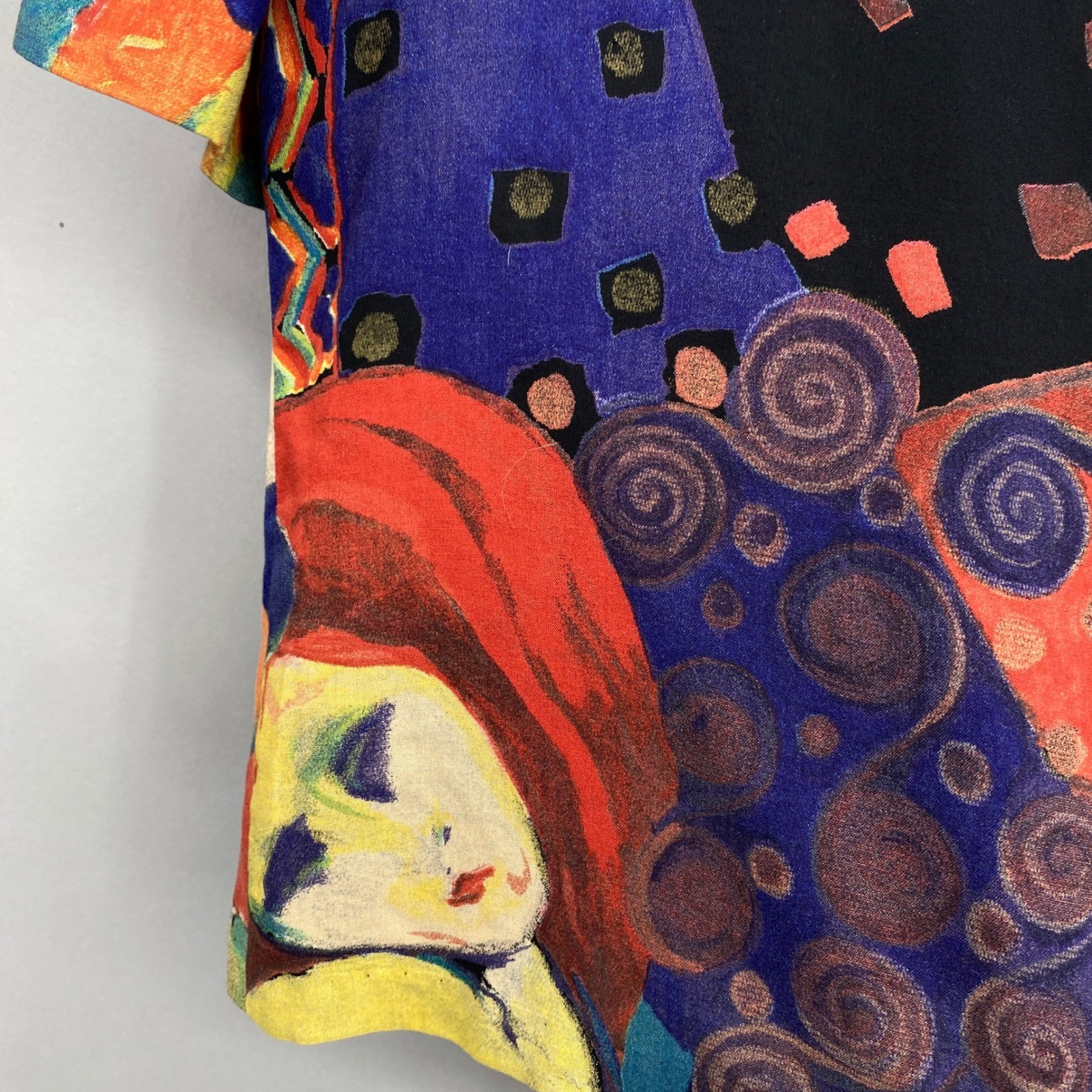 In Group Ltd Vintage 90s Abstract Art Print Blouse Womens M Klimt Art to Wear