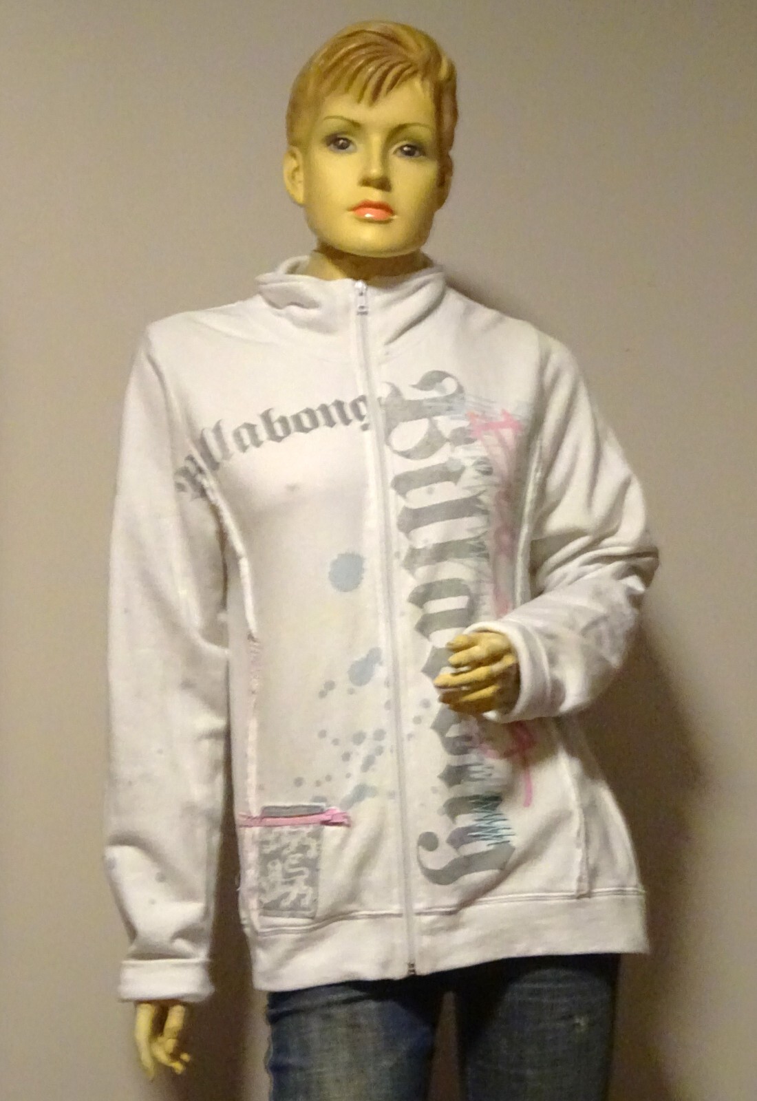 BNWOT Vintage Y2K Ladies BILLABONG Logo Print Zip Up Cotton Jacket – Size 12 –