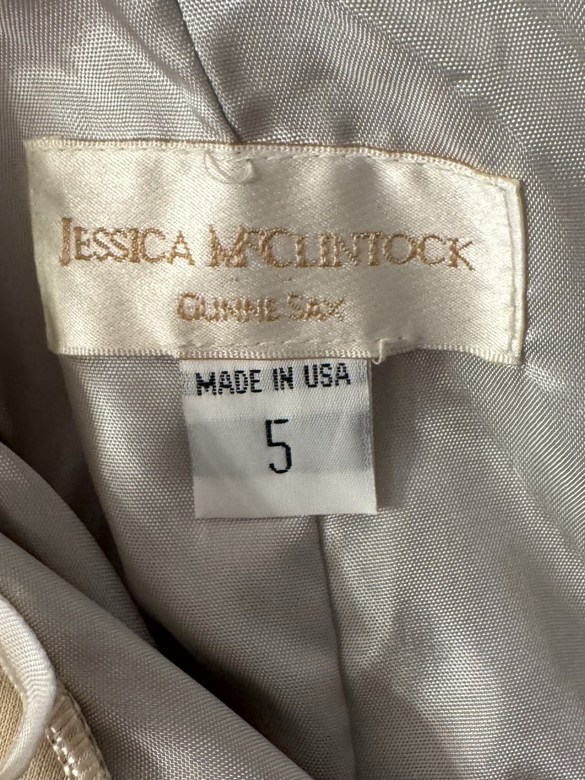 Jessica McClintock Gunne Sax Women’s Dress Vintage 80’s Prom Silver Strapless 5