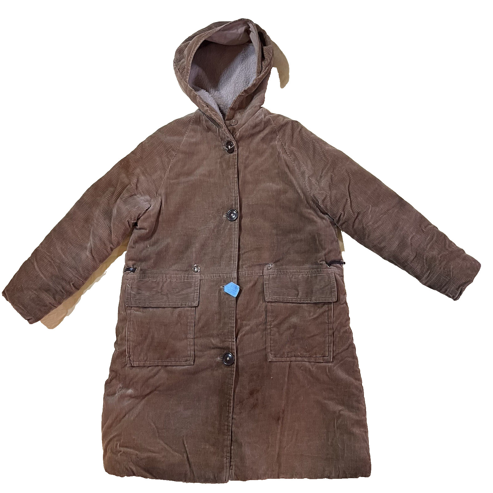 Vintage Brown Corduroy Hooded Coat See Measurements No Tag Maybe Handmade Prop