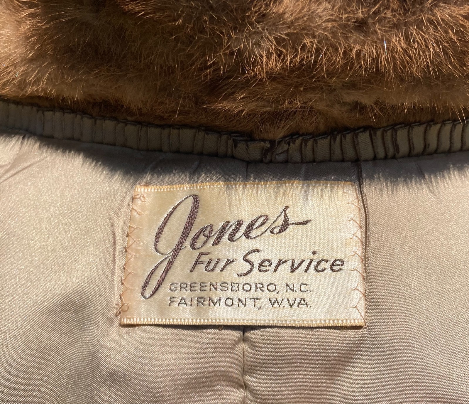 GUC Vtg 1950s Champagne Sable Fur Stole Shawl Jones Fur Service NC & W.VA