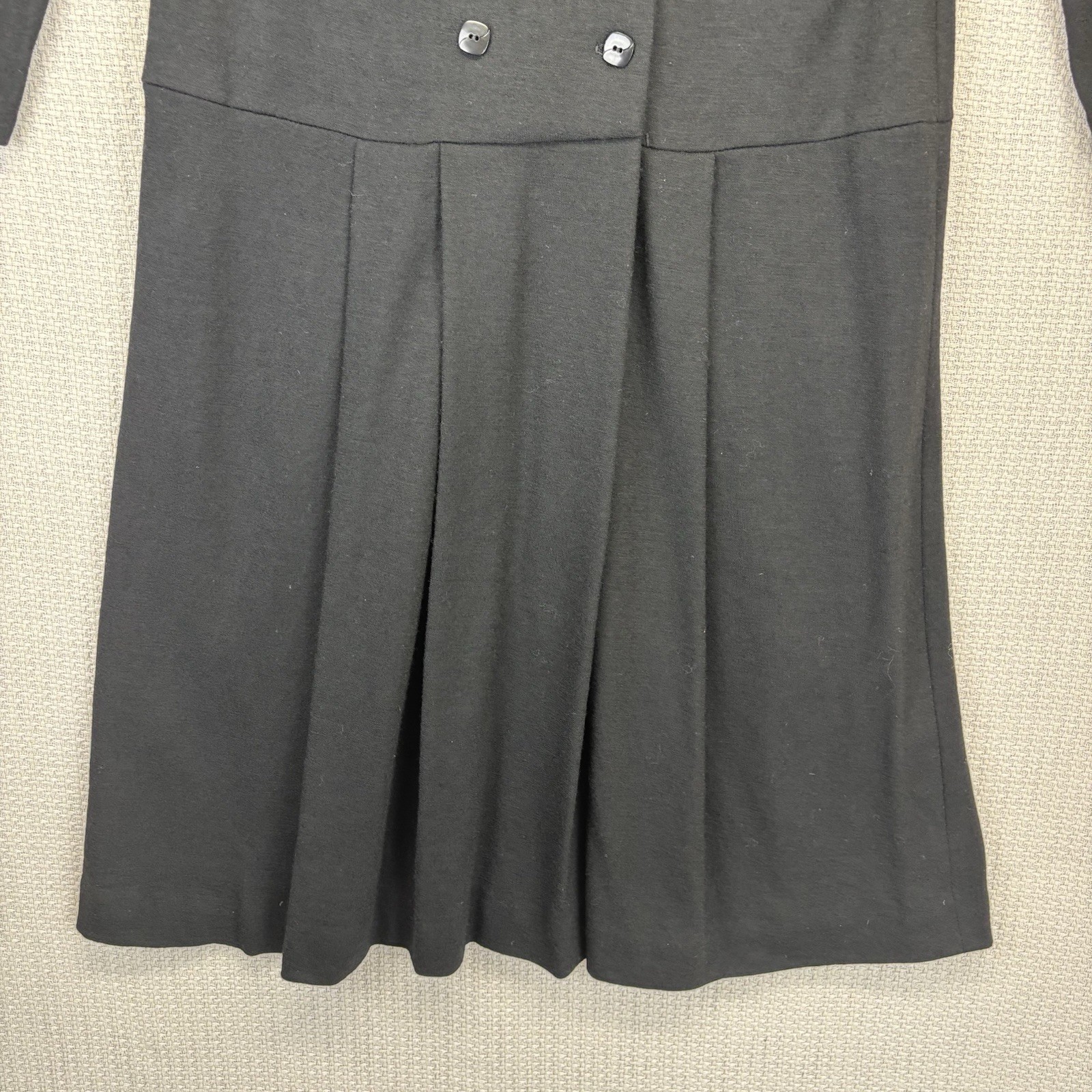 60’s The Kollection By Saks Fifth Avenue 100% Black Wool Pleated Dress Med Lace