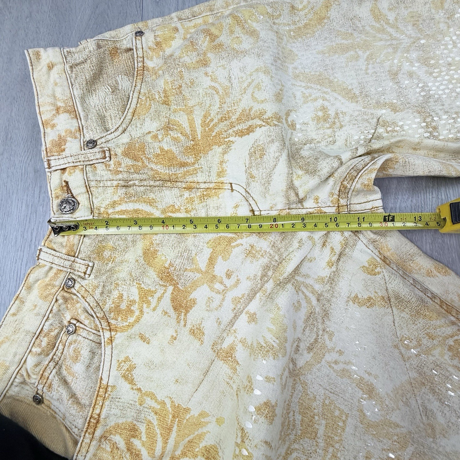 Vintage Roberto Cavalli 90s Funky Sand Blasted Denim Shimmer Jeans Small Italy