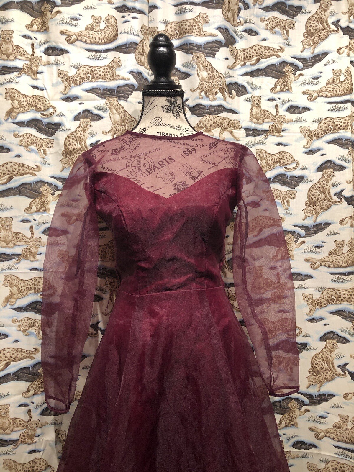 VTG 80’s-90’s Garden /Tea Party Burgundy Rockabilly Bridesmaids Dress ~AS IS!!!