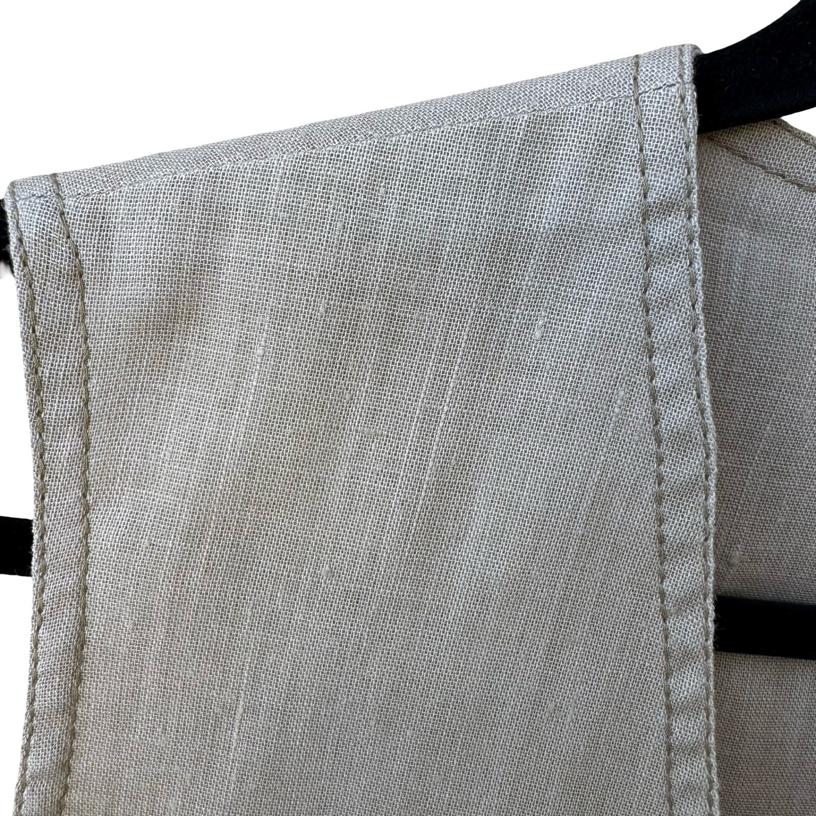 The Kollection Ltd Vintage 70s Beige Linen Open Front Cropped Vest Womens Tan
