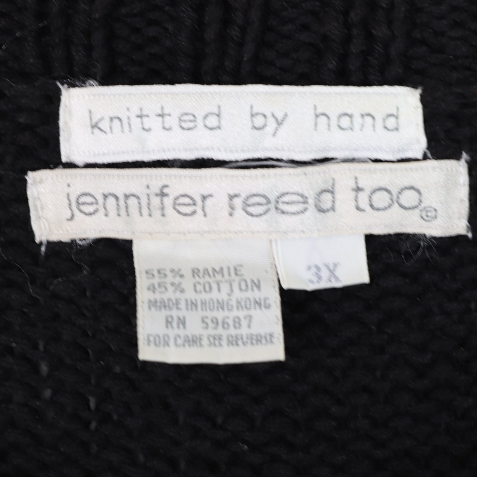 Jennifer Reed Hand Knit Sweater 3X Plus Multicolor Ramie Cotton Pullover Round
