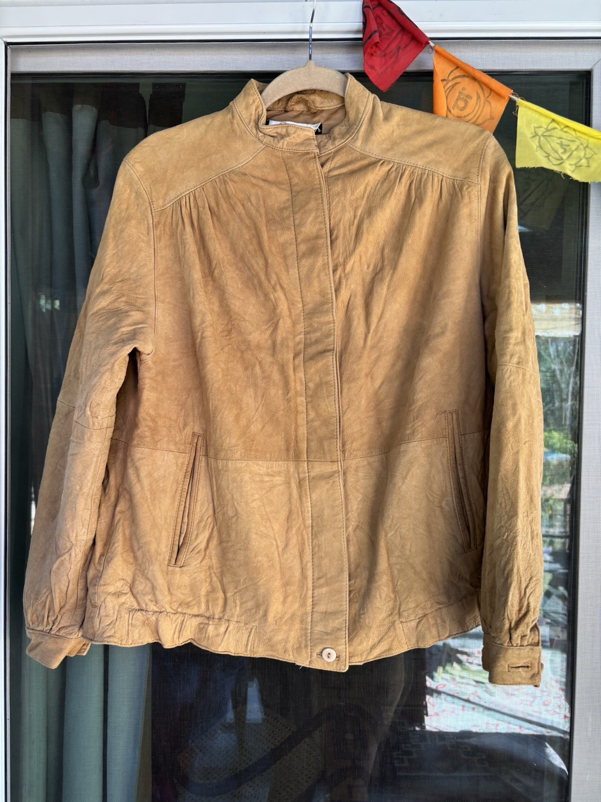Vintage Leather Jacket Soft Tan Rafael Women’s Size 6 Button Up Pockets Lined