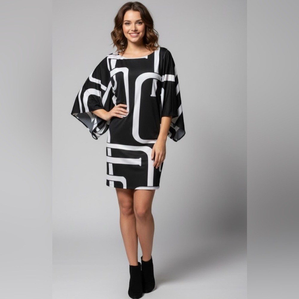 INC black & white classic retro dress size M