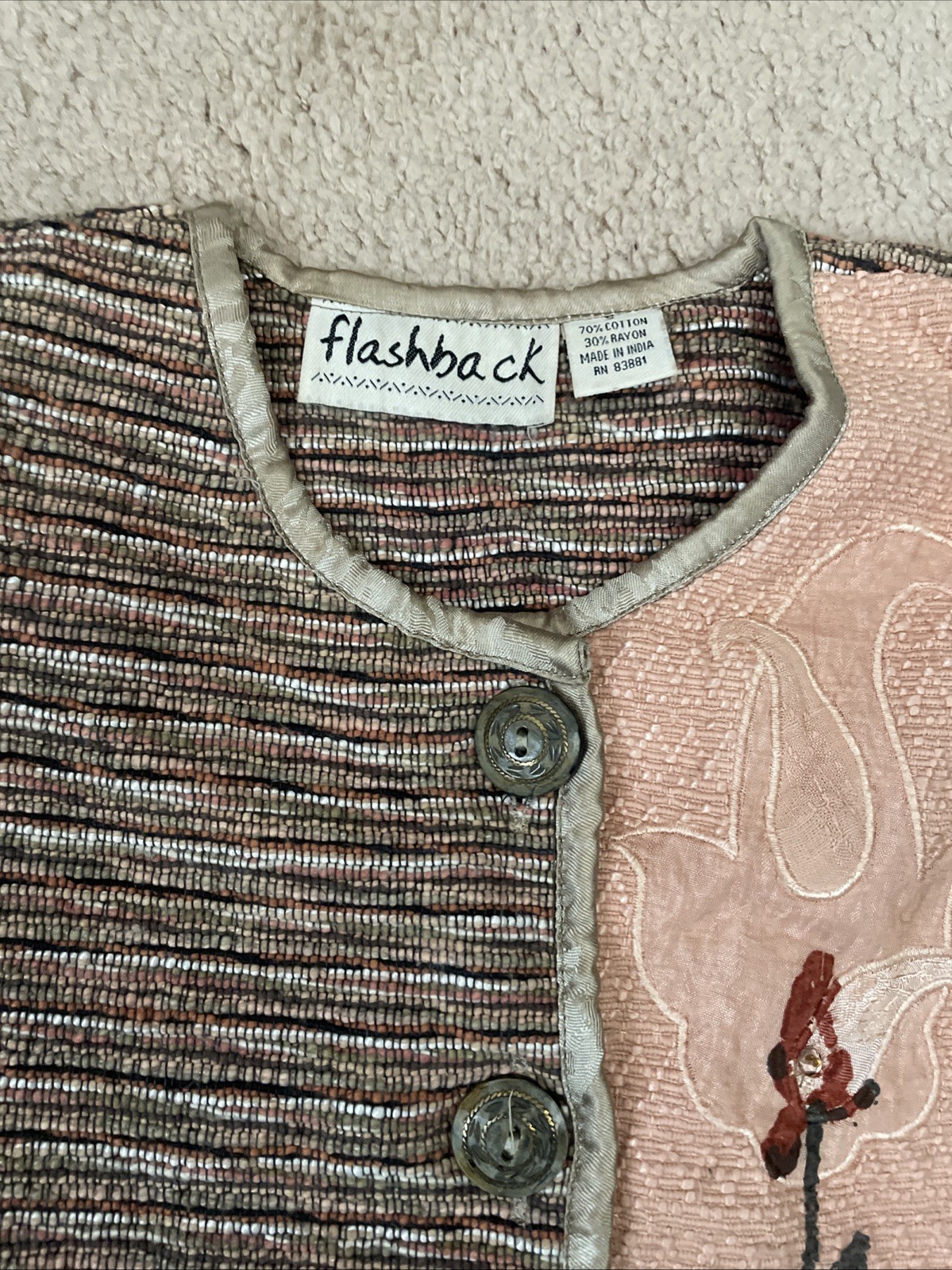 Vintage Flashback Button-Front Patchwork Wearable Art Jacket – Sz Women’s Small