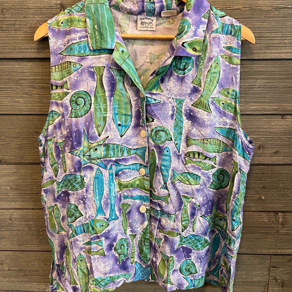 Vintage Weekend Clothes Line Vibrant Sea-life Print Set