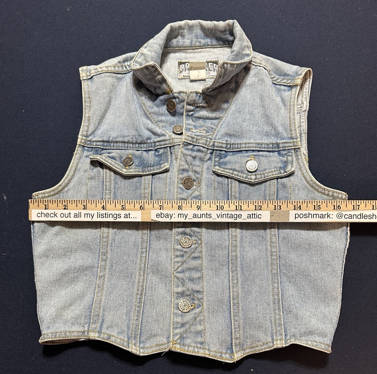 Vintage 90s Breaker Jeans Womens Vest Size S Button Down Denim Biker