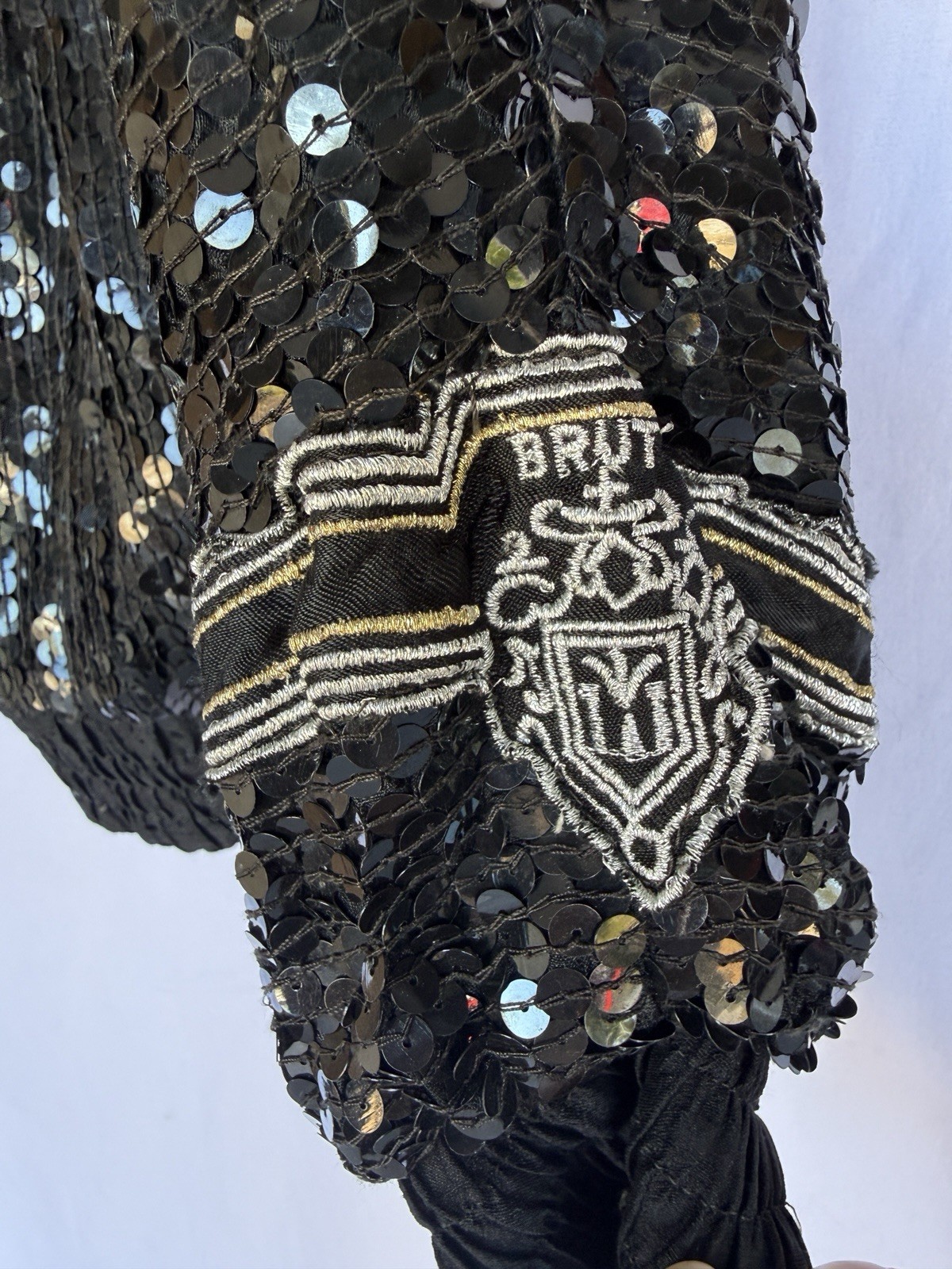 Vintage 80s MODI Silk Sequin Womens Jacket Champagne Label Size M Glam Maximalis