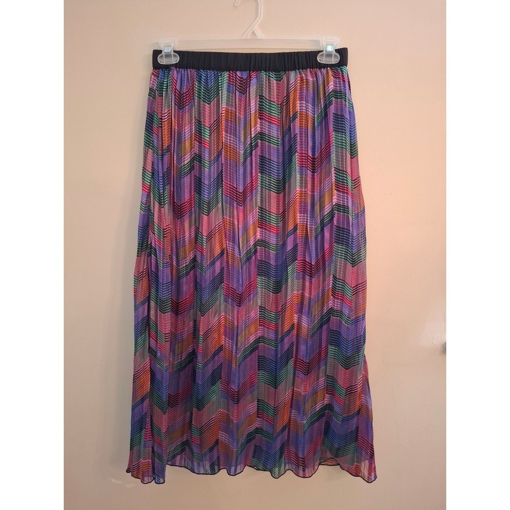 Vibrant Whimsical Pleated A-Line Skirt Retro Boho Chic Eclectic Fairy Sheer