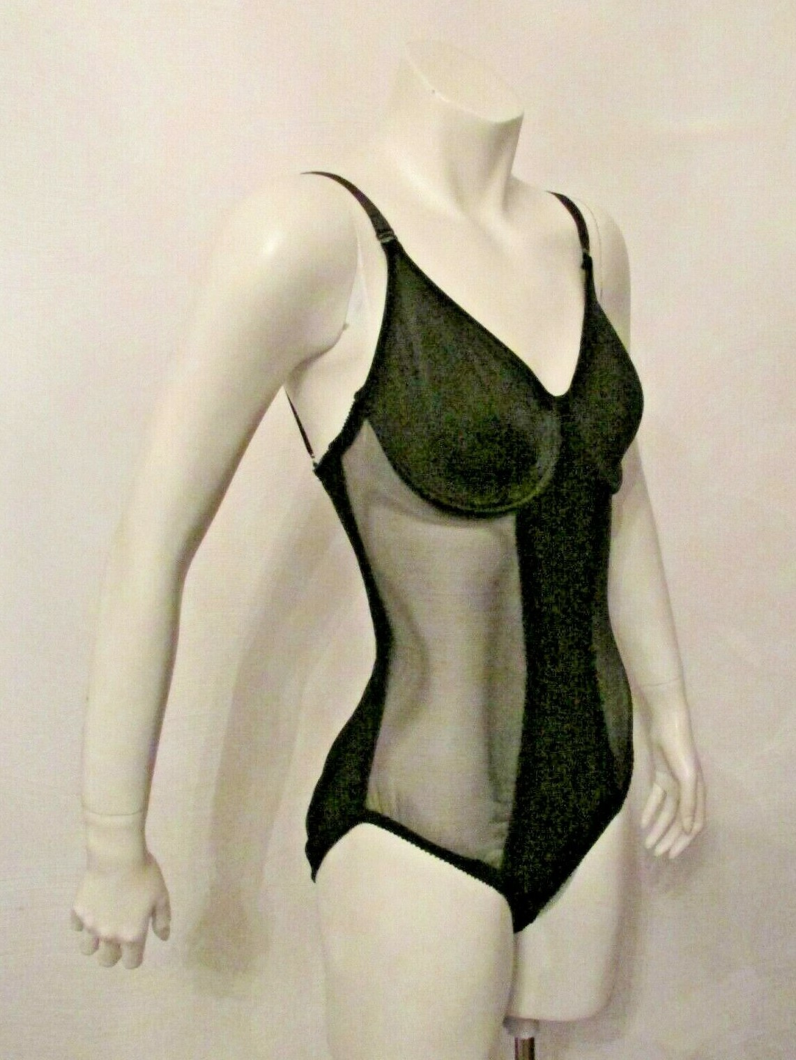 Van Raalte 31345 Body Shaper Briefer Girdle All in One Bodysuit 36C Satin Sheer
