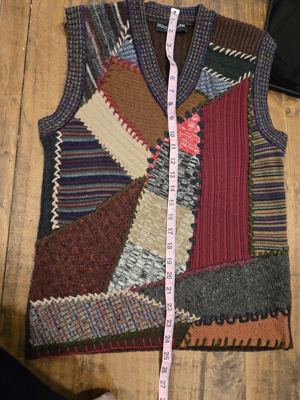 VTG Dolce & Gabbana Patchwork Old Money, Vintage, Wool, Angora, Silk Blend