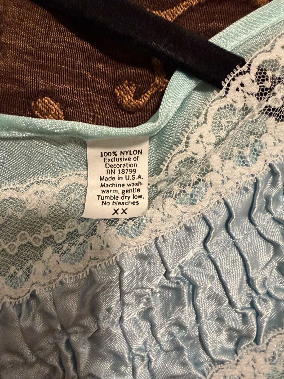 Vtg Short Nightgown Color Sea Foam Nylon Lace Accents Size XX Check Measurements